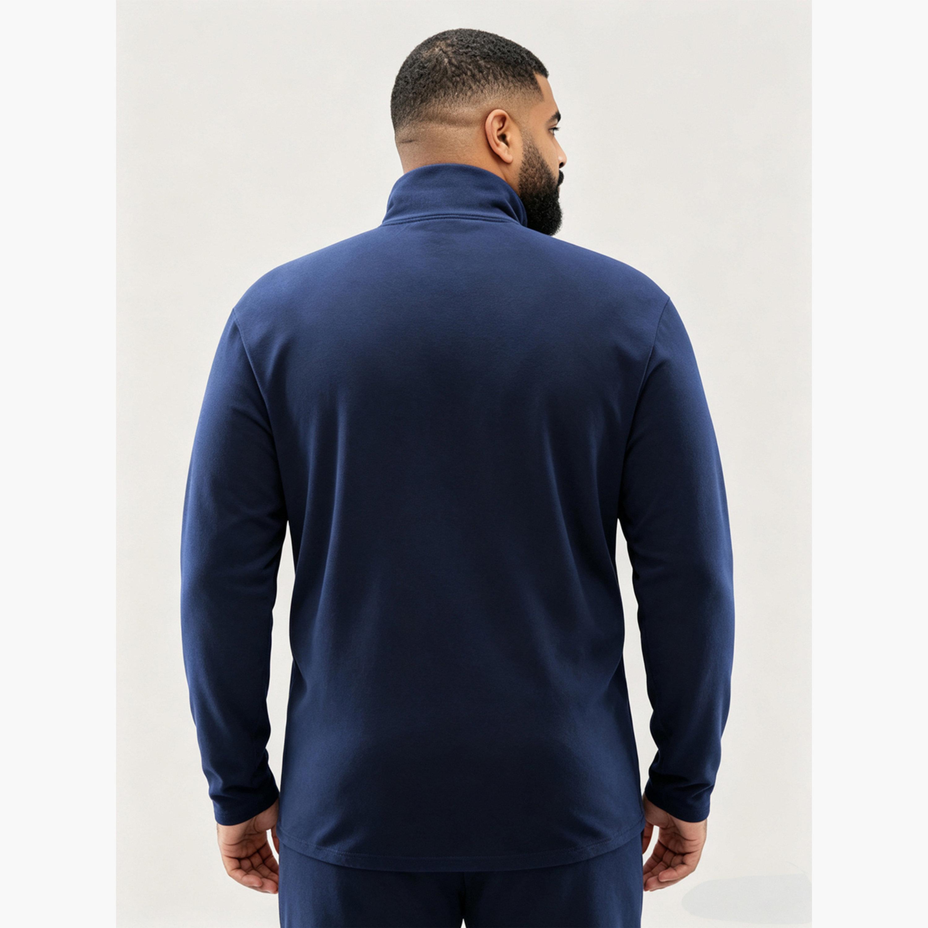 Take Two Plus Size Navy Blue Half-Zip Sweatshirt-men-winterwear-hoodiesandsweatshirts-image-2