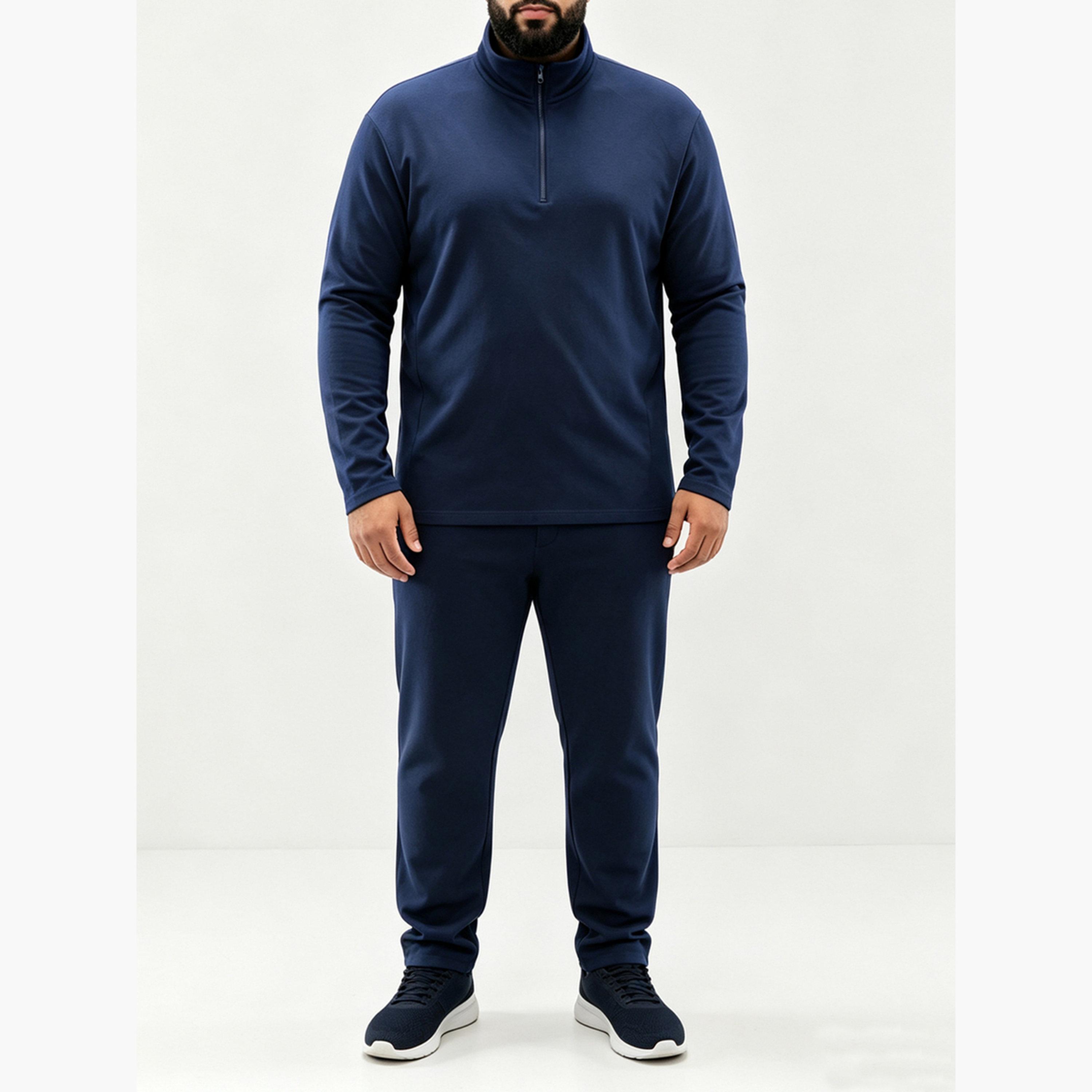 Take Two Plus Size Navy Blue Half-Zip Sweatshirt-men-winterwear-hoodiesandsweatshirts-image-4