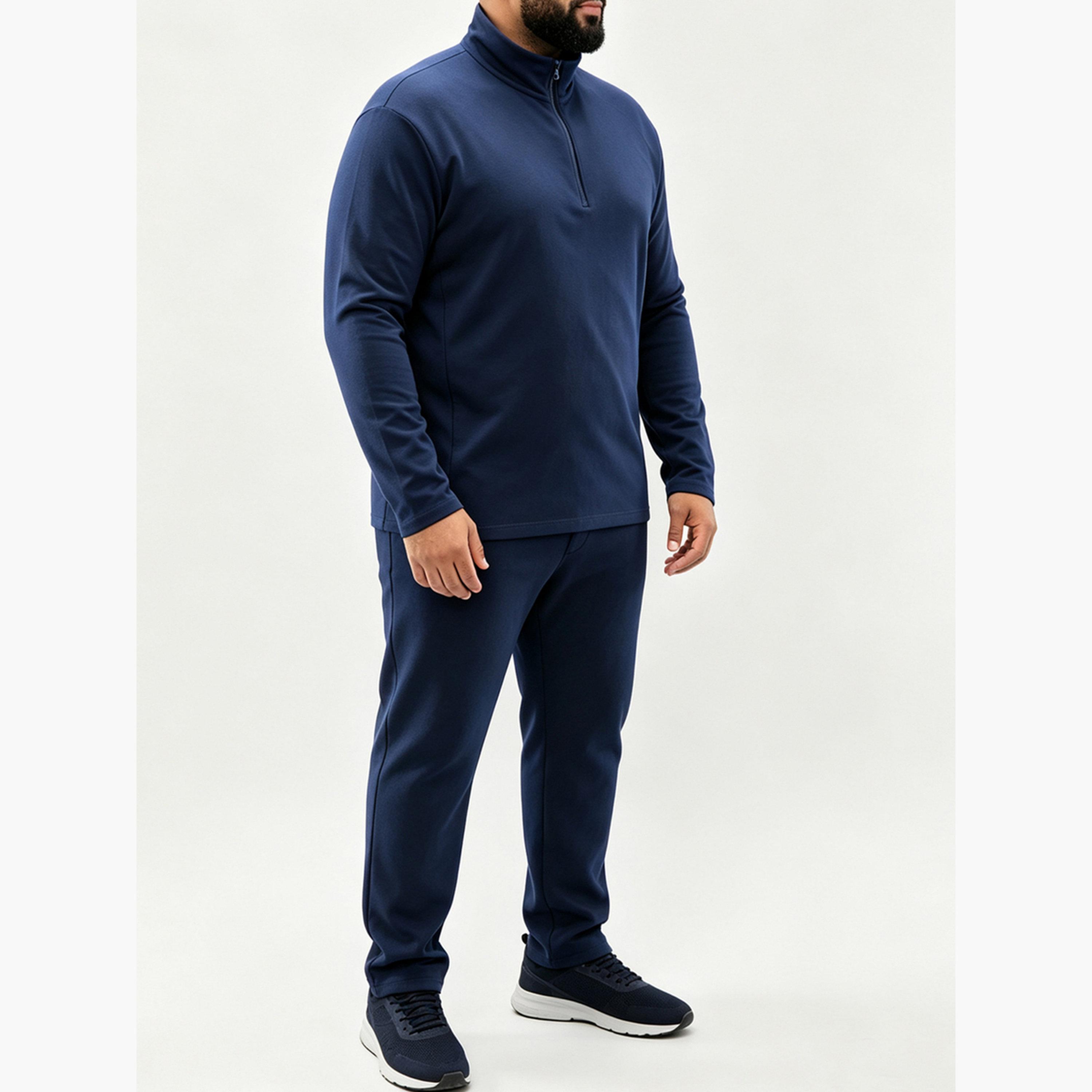 Take Two Plus Size Navy Blue Half-Zip Sweatshirt-men-winterwear-hoodiesandsweatshirts-image-5