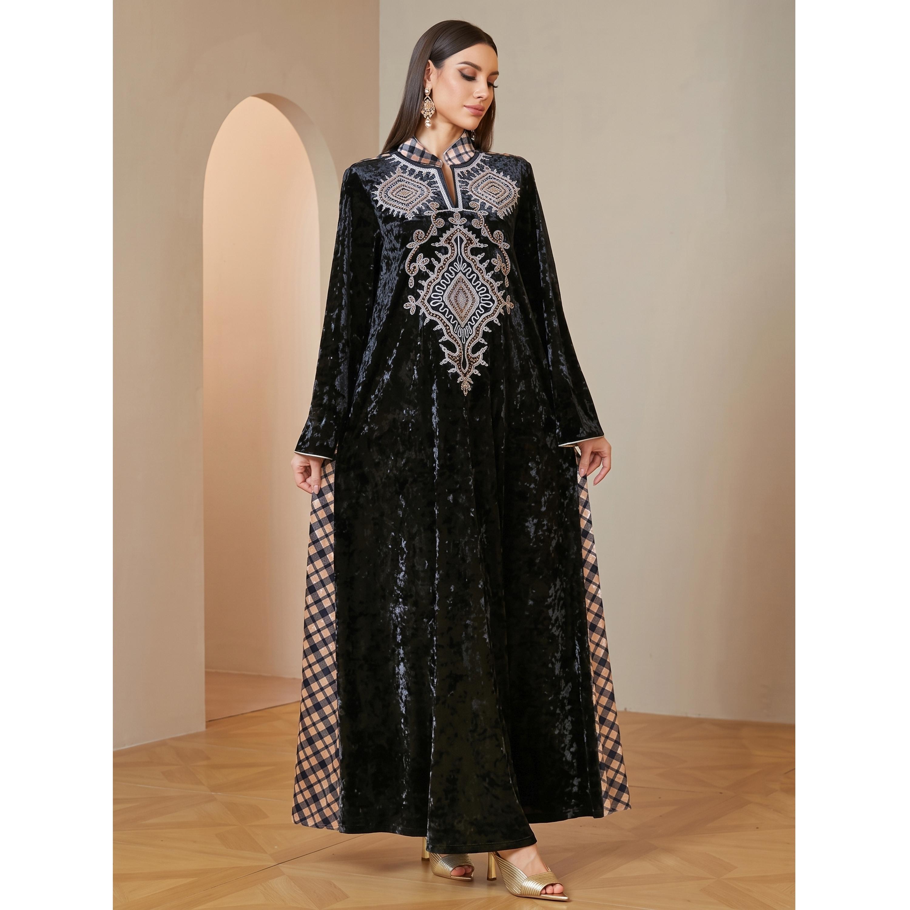 Take Two Black Velvet Embroidered Maxi Jalabiya-women-arabicclothing-jalabiyas-image-4