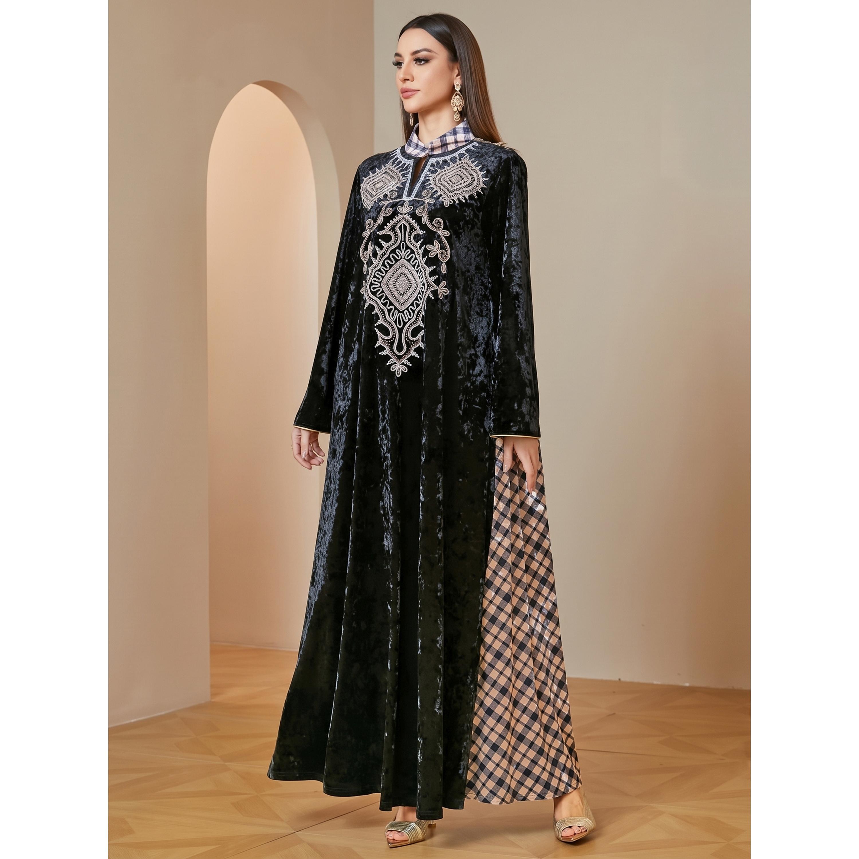 Take Two Black Velvet Embroidered Maxi Jalabiya-women-arabicclothing-jalabiyas-image-5