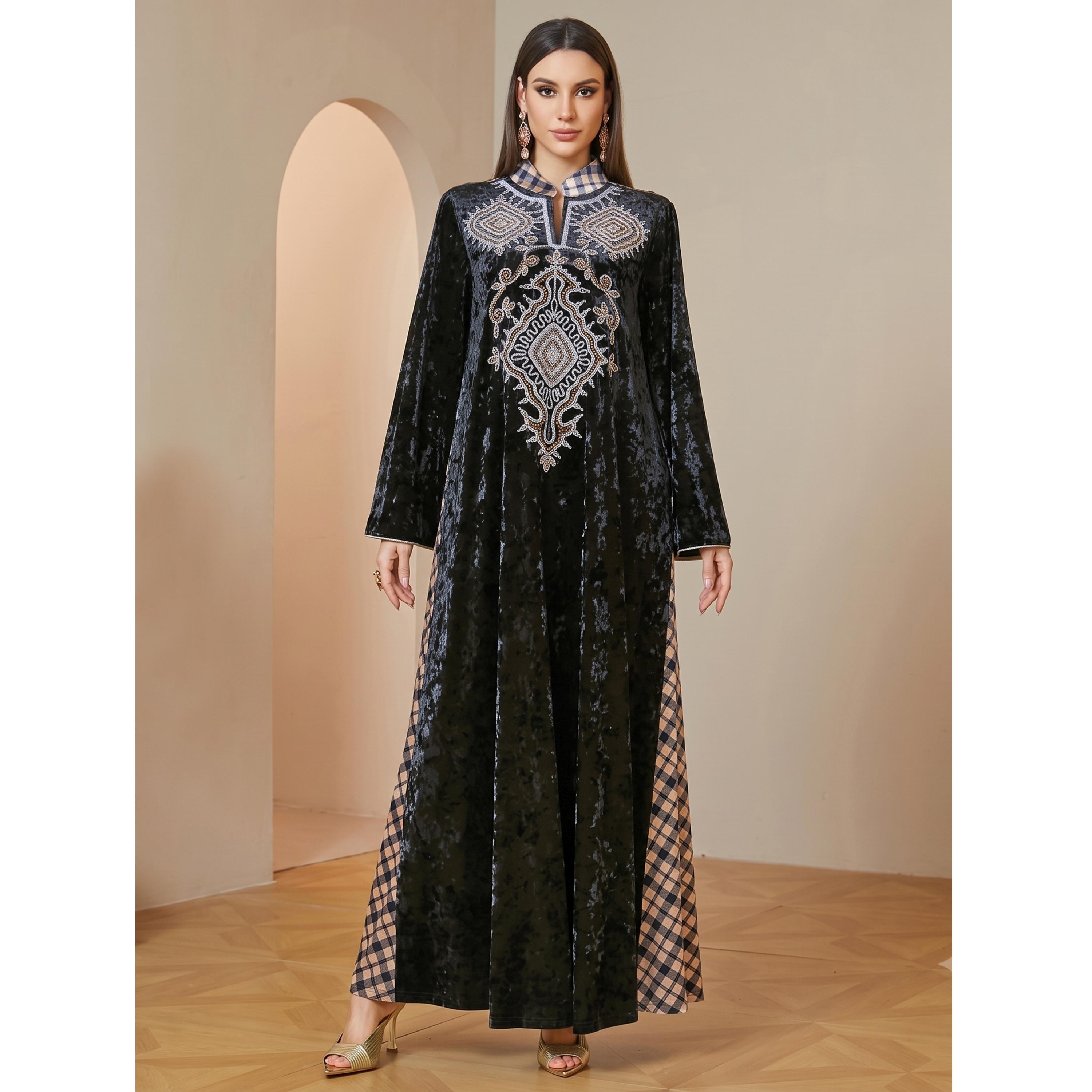 Take Two Black Velvet Embroidered Maxi Jalabiya-women-arabicclothing-jalabiyas-image-6