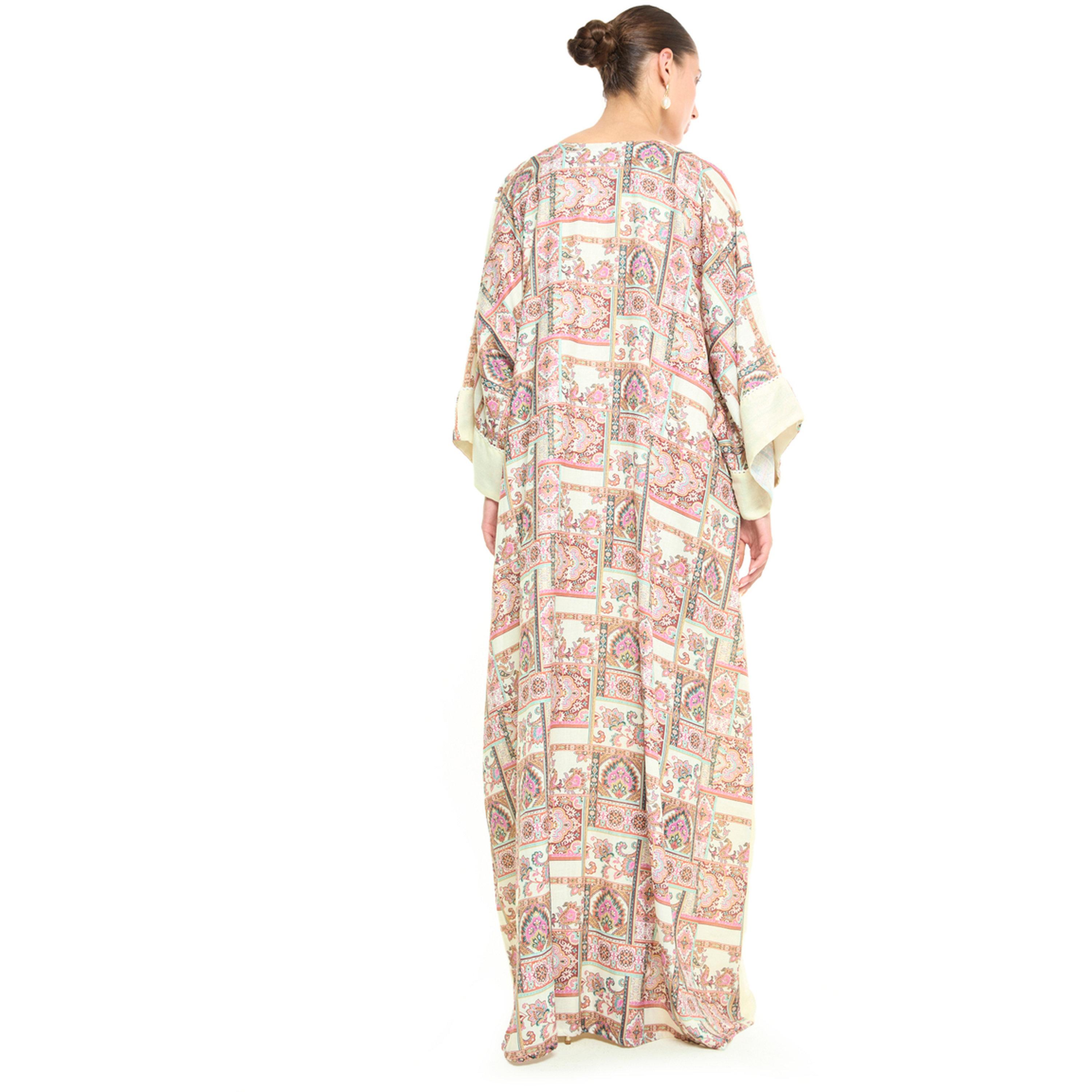 Thouq X Styli Beige A-Line Maxi Jalabiya with Intricate Embroidery-women-arabicclothing-jalabiyas-image-3