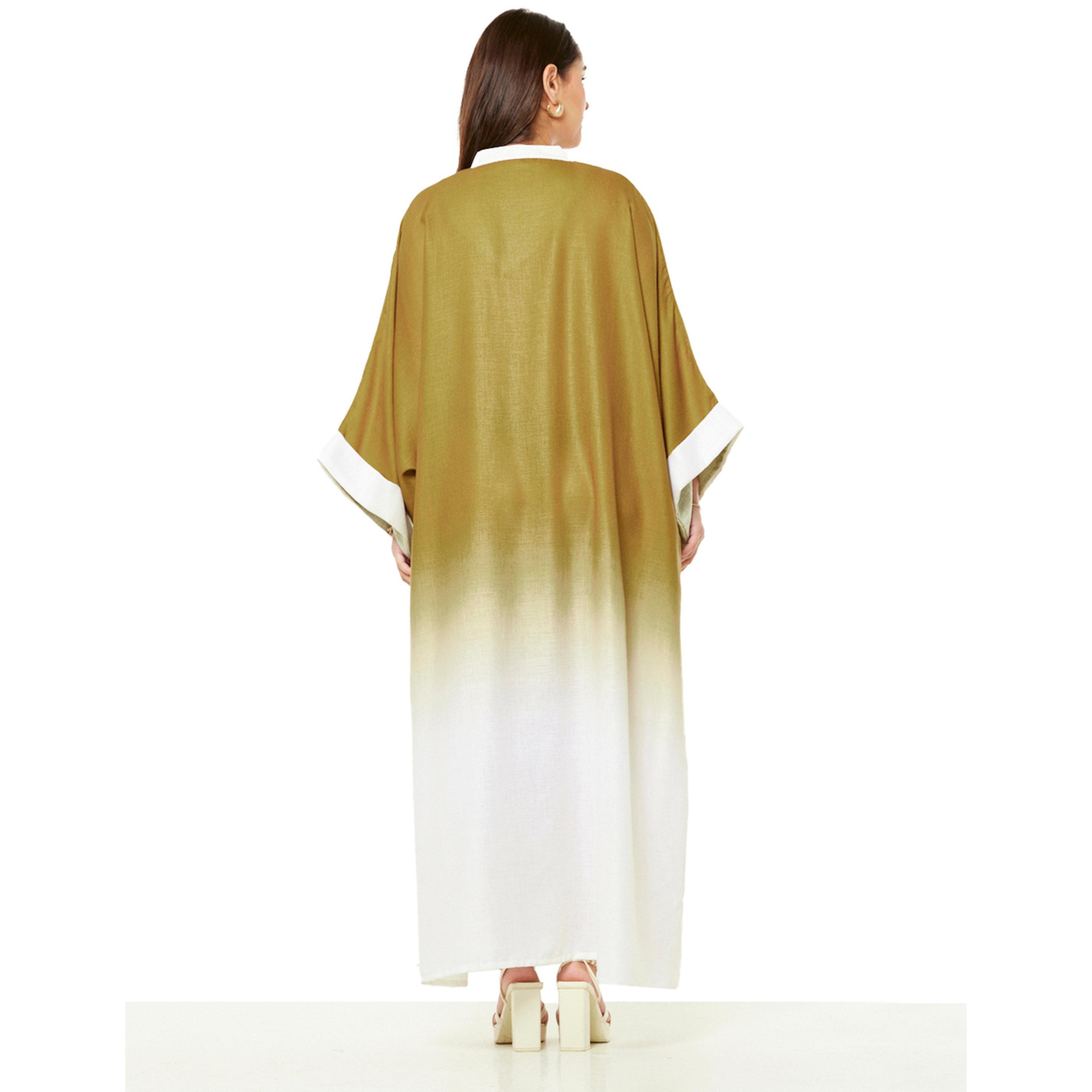 Thouq X Styli Brown Ombre A-Line Maxi Jalabiya with Golden Embroidery-women-arabicclothing-jalabiyas-image-3