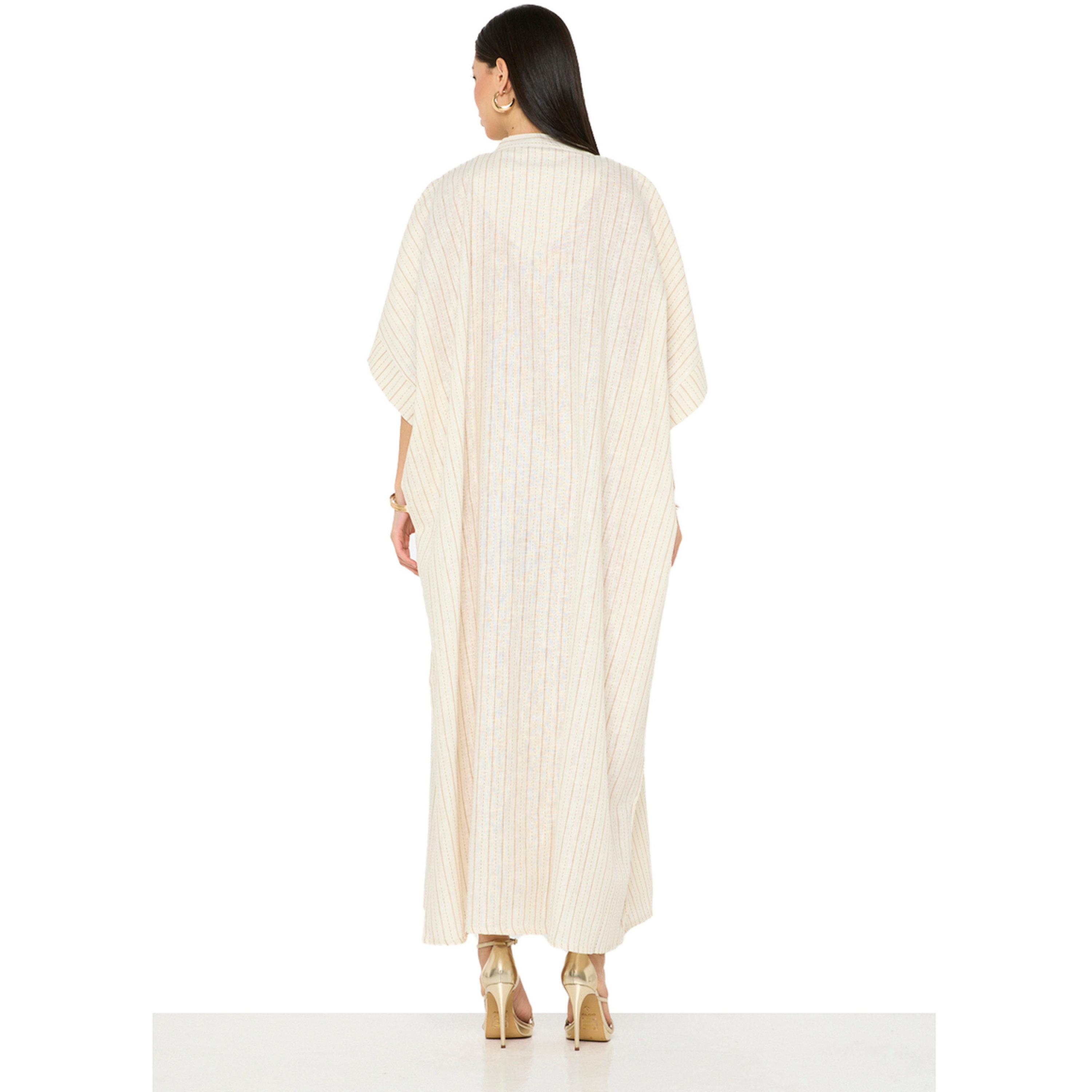 Thouq X Styli Beige A-Line Maxi Kaftan with Intricate Embroidery-women-arabicclothing-kaftan-image-3