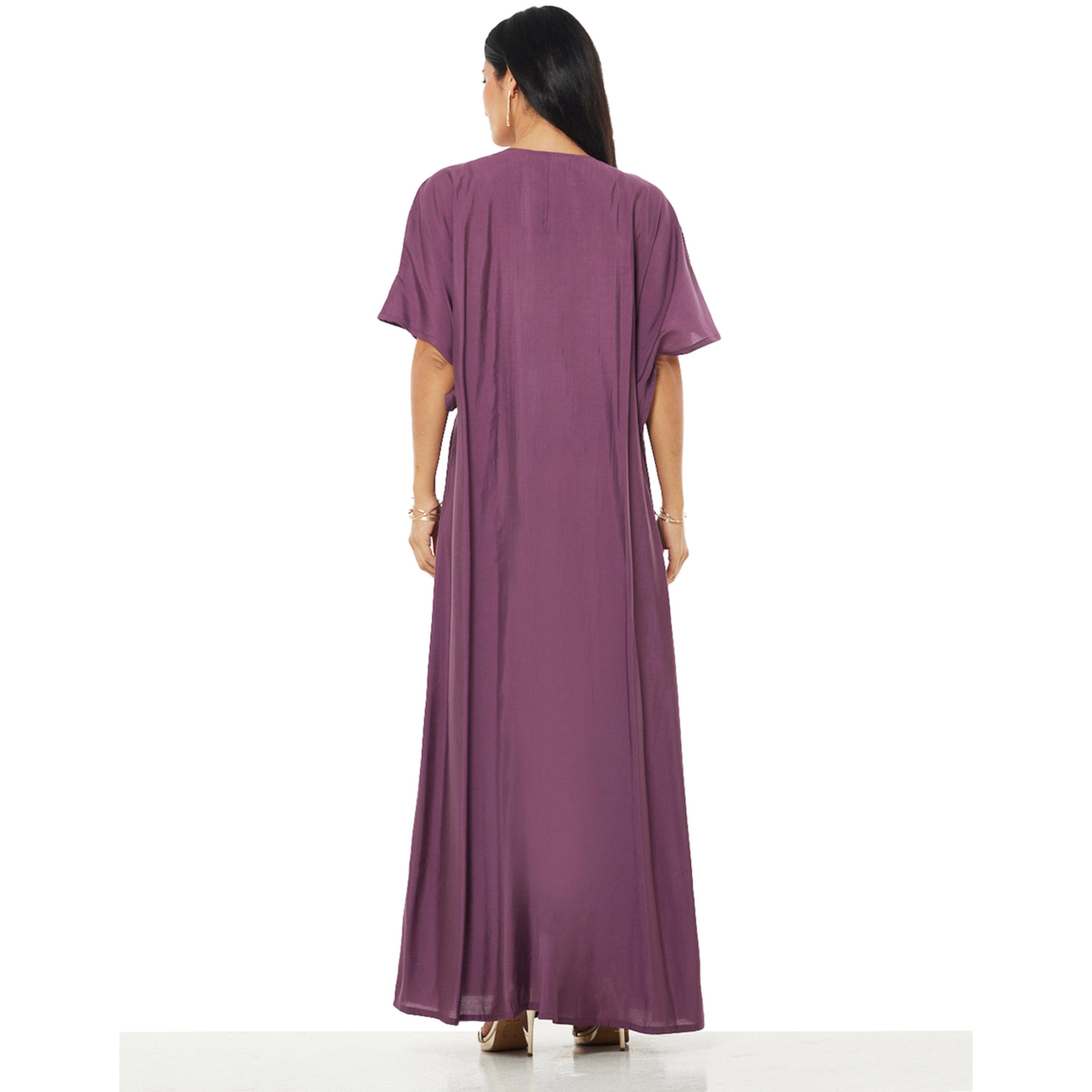 Thouq X Styli Regal Violet Embroidered A-Line Maxi Jalabiya-women-arabicclothing-jalabiyas-image-3