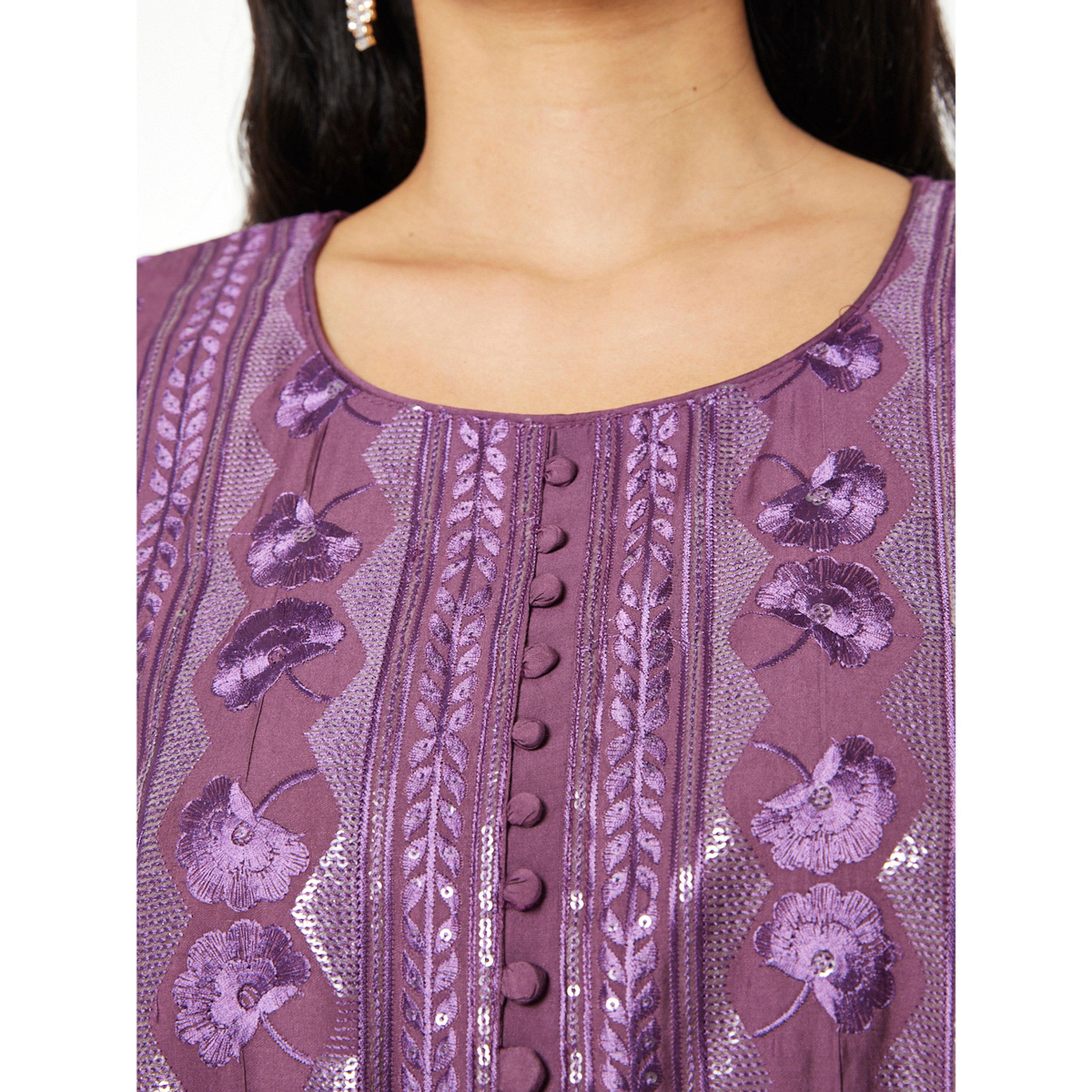 Thouq X Styli Regal Violet Embroidered A-Line Maxi Jalabiya-women-arabicclothing-jalabiyas-image-4