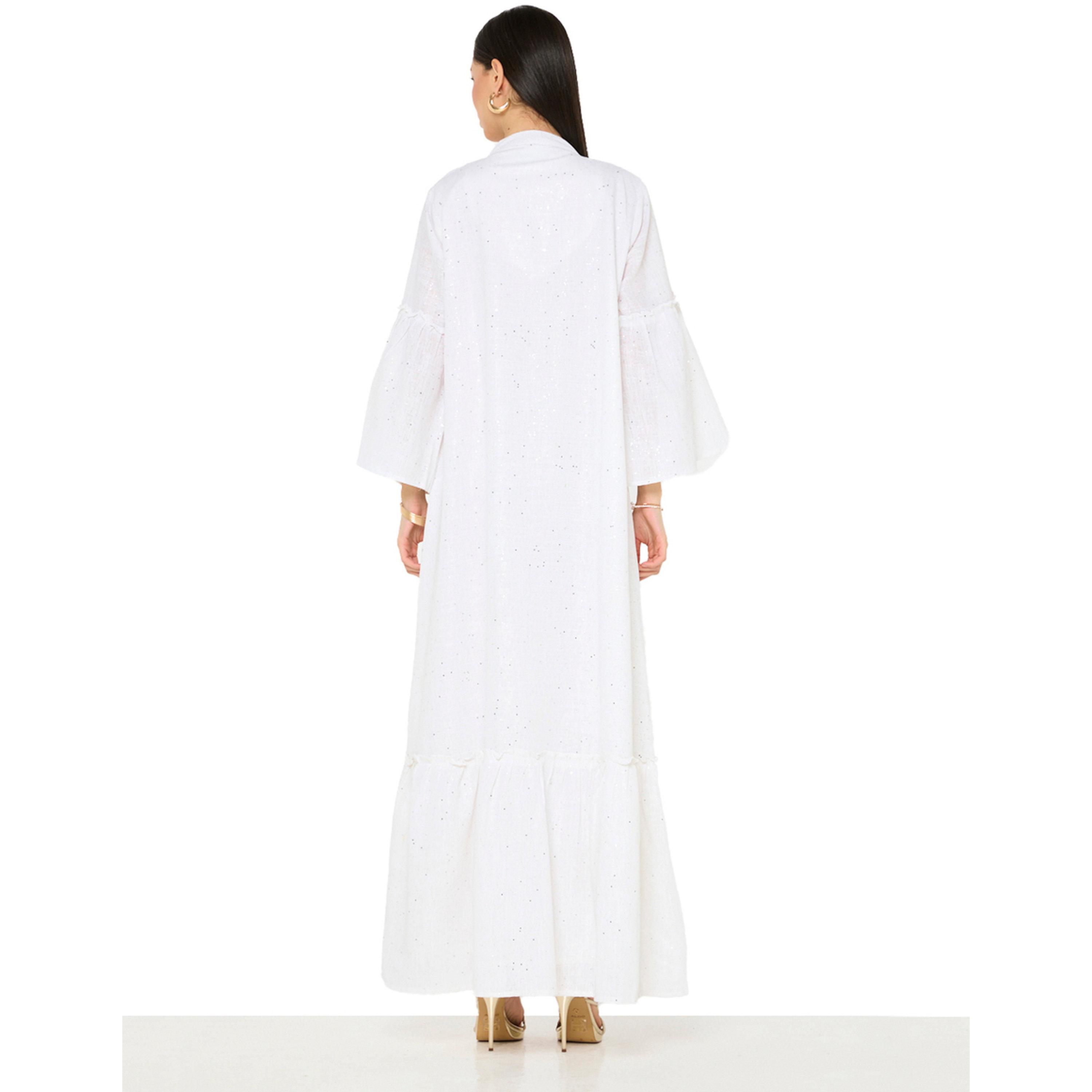 Thouq X Styli White A-Line Maxi Jalabiya with Pearl Embellishment-women-arabicclothing-jalabiyas-image-3
