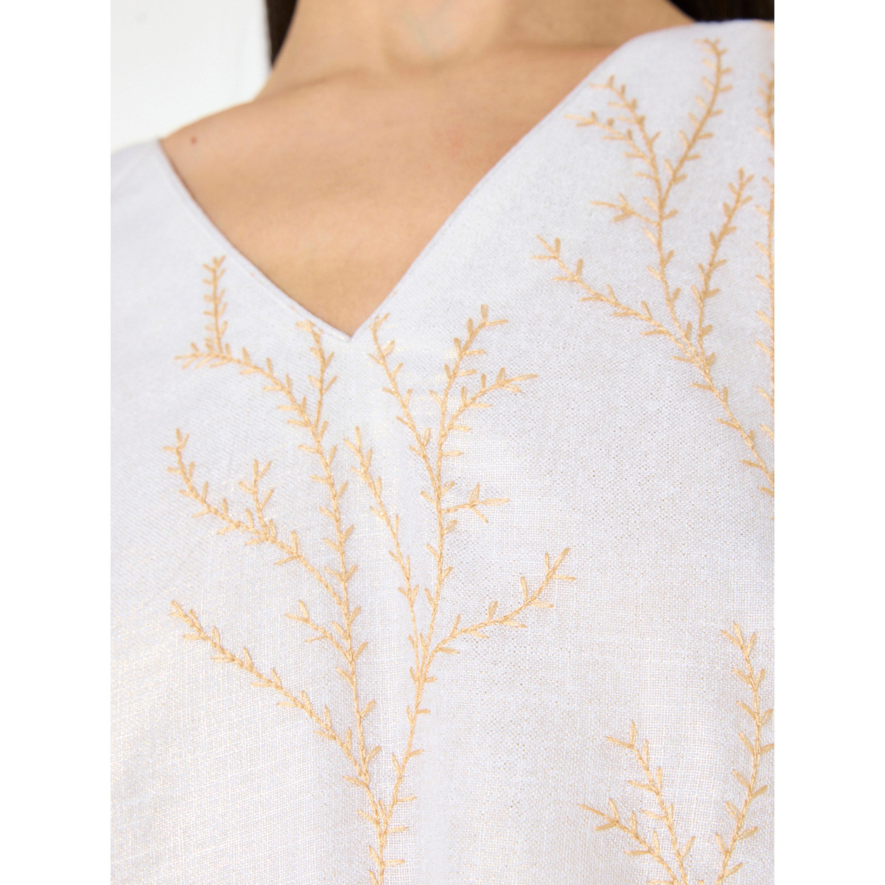 جلابية طويلة بحافة واسعة بتطريز ذهبي بلون بيج-women-arabicclothing-jalabiyas-image-4