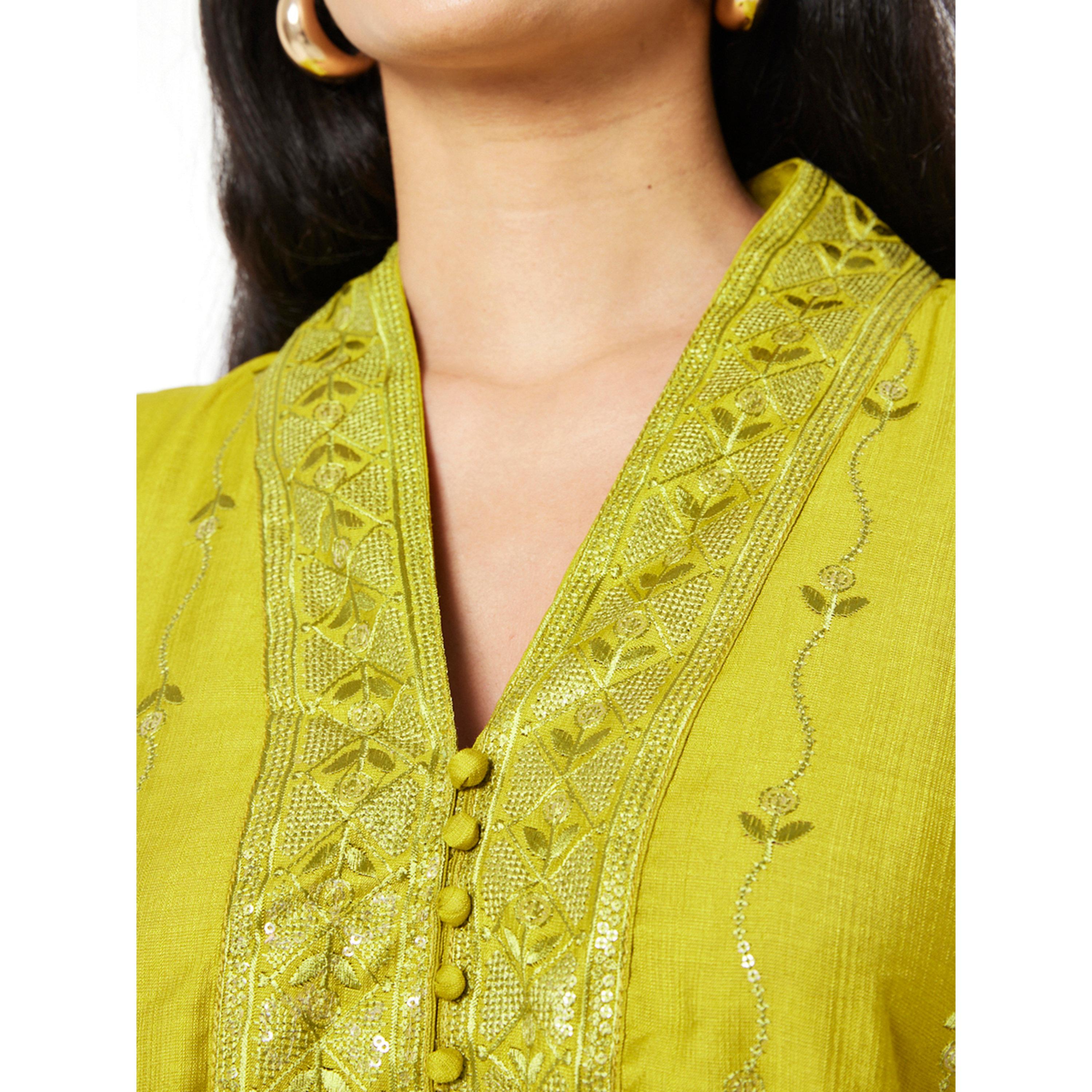 Thouq X Styli Mustard A-Line Maxi Jalabiya with Embroidery-women-arabicclothing-jalabiyas-image-4