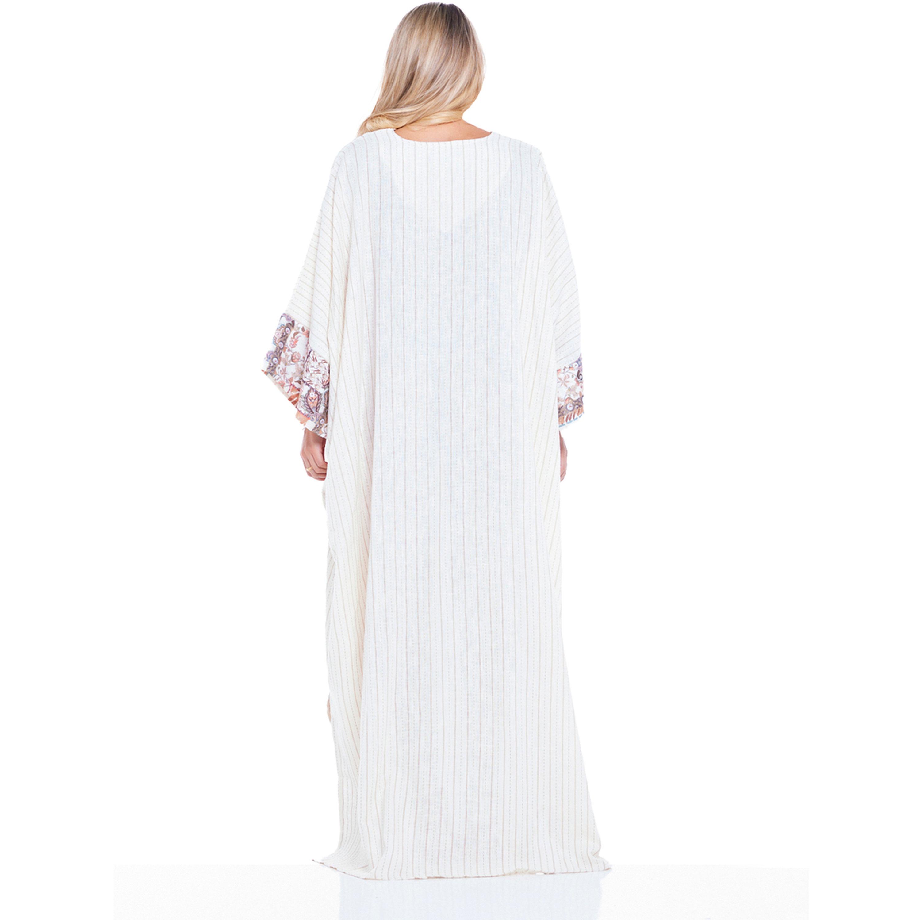 Thouq X Styli Beige Patchwork Print A-Line Maxi Kaftan Dress-women-arabicclothing-kaftan-image-3