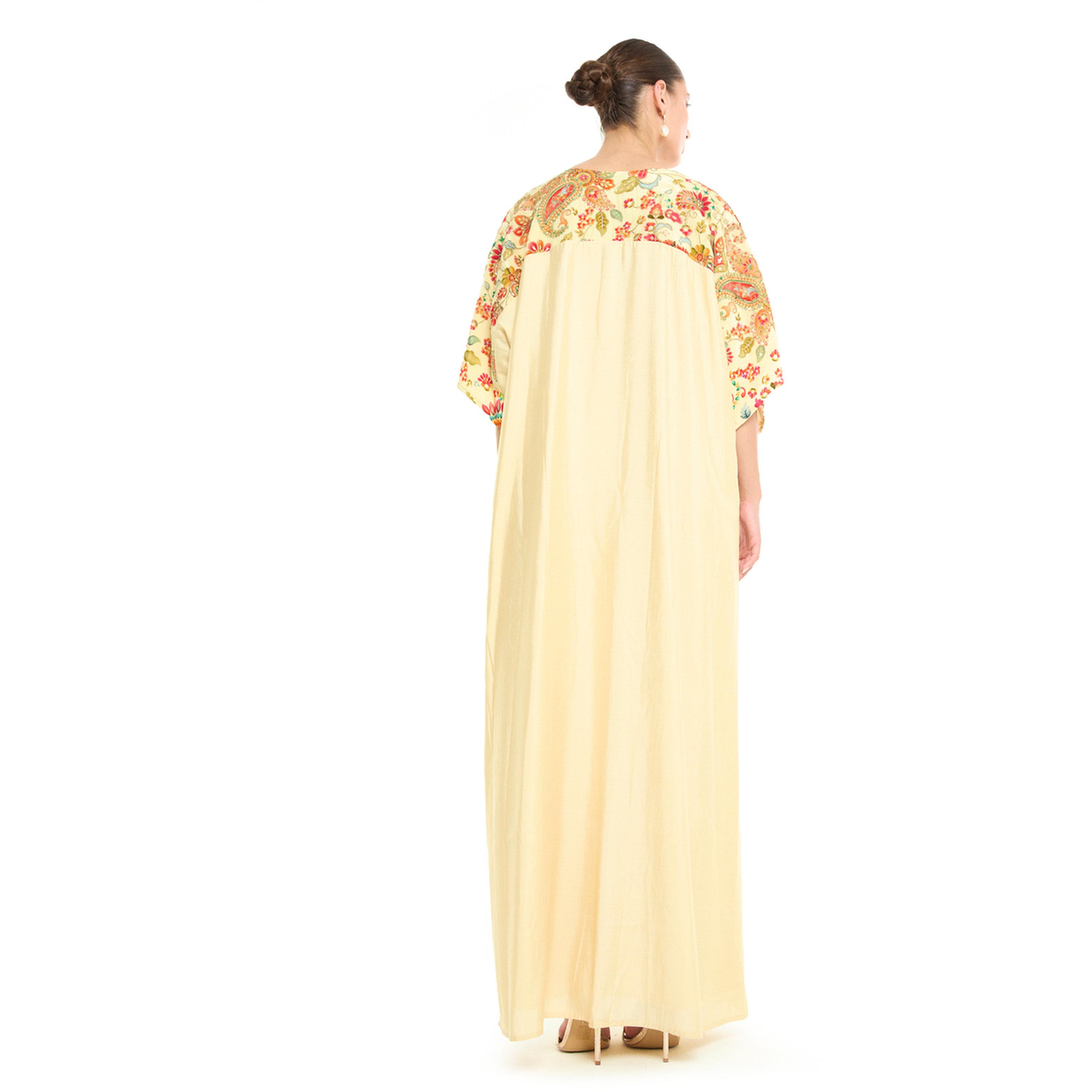 Thouq X Styli Cream A-Line Maxi Jalabiya with Floral Embroidery-women-arabicclothing-jalabiyas-image-3
