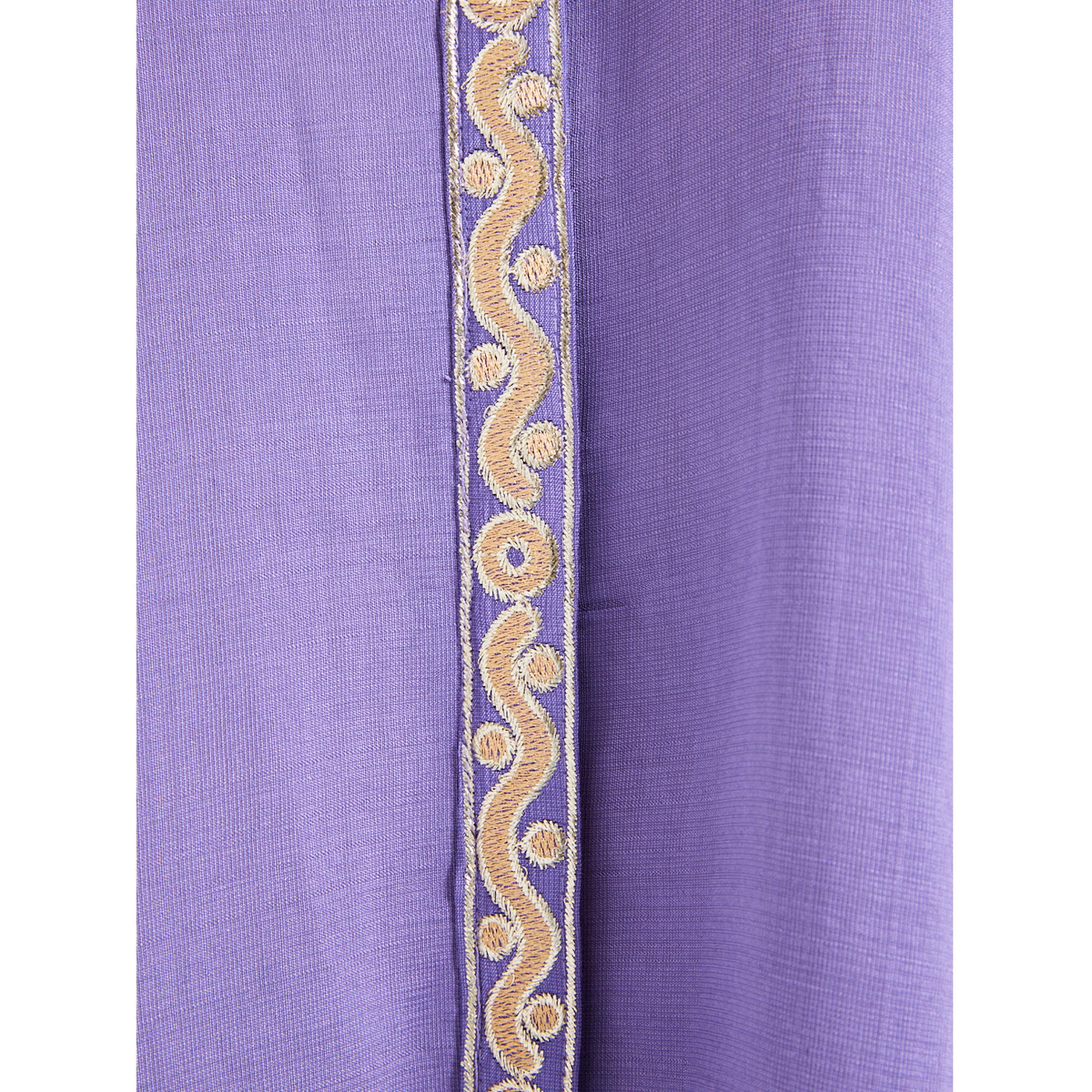 Thouq X Styli Purple A-Line Maxi Jalabiya with Intricate Cuff Embroidery-women-arabicclothing-jalabiyas-image-4