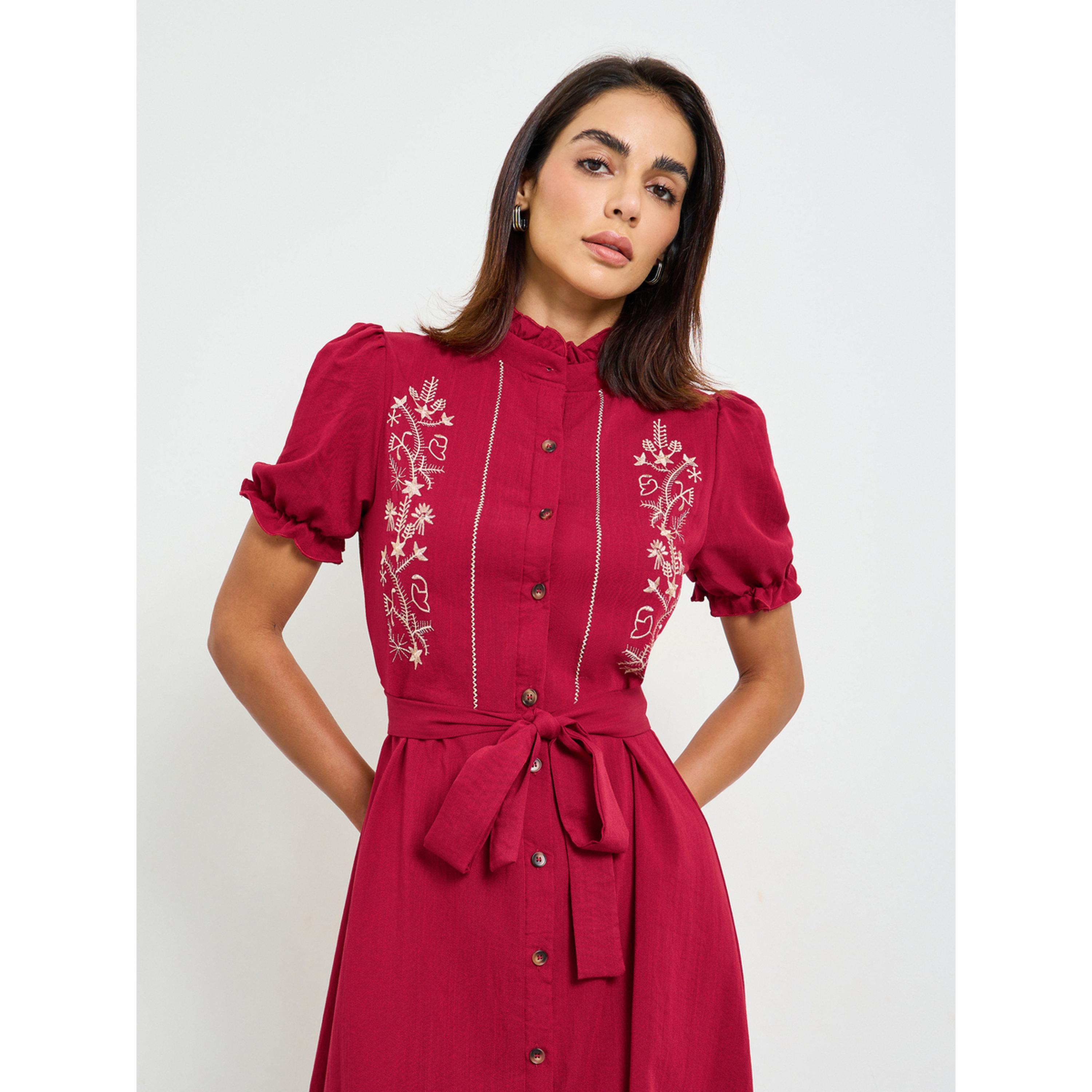 Take Two Embroidered Midi A-Line Dress with Short Sleeves-women-clothing-dresses-image-2