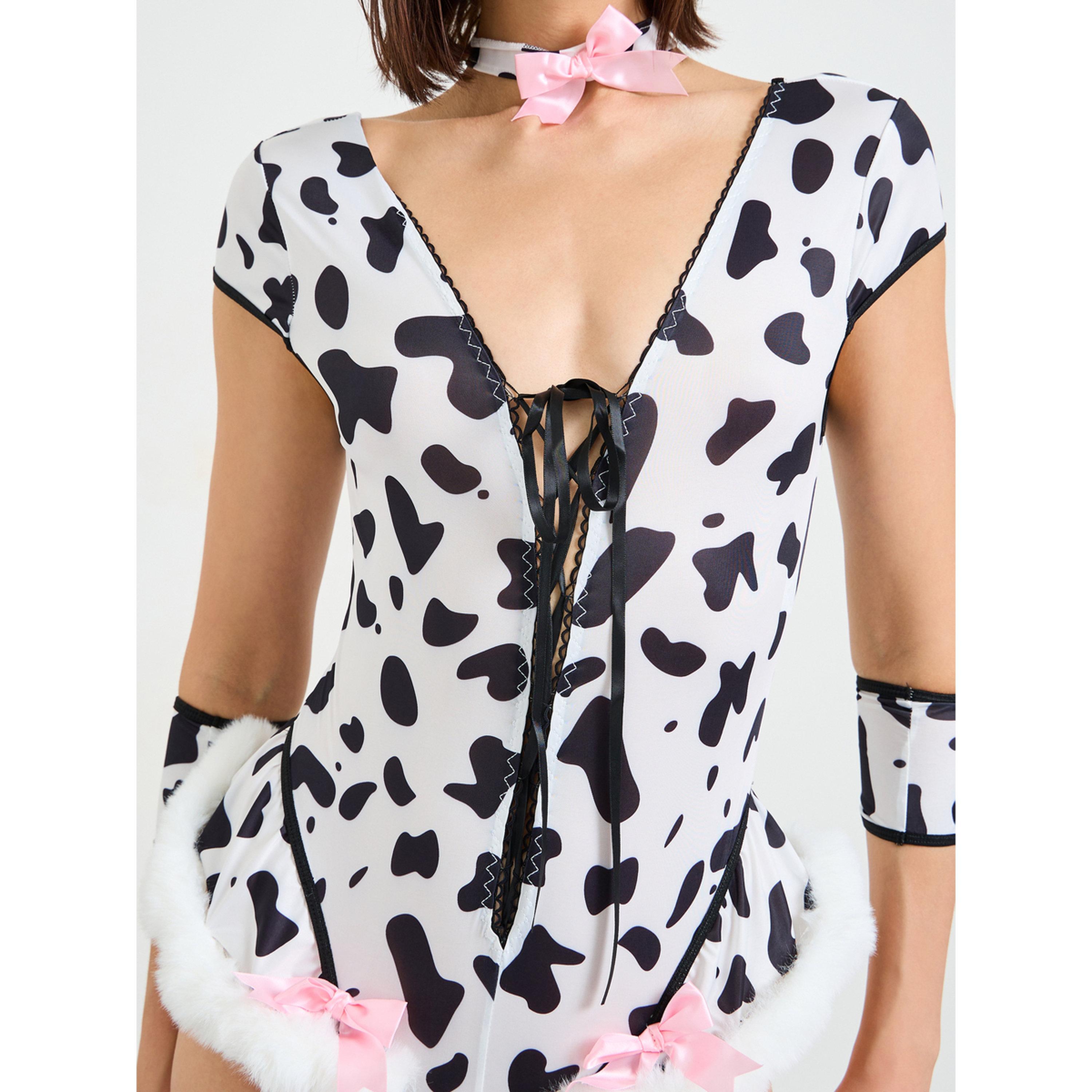 طقم لانجري بودي سوت بطبعة جلد البقرة-women-clothing-lingerie-lingeriesets-image-5
