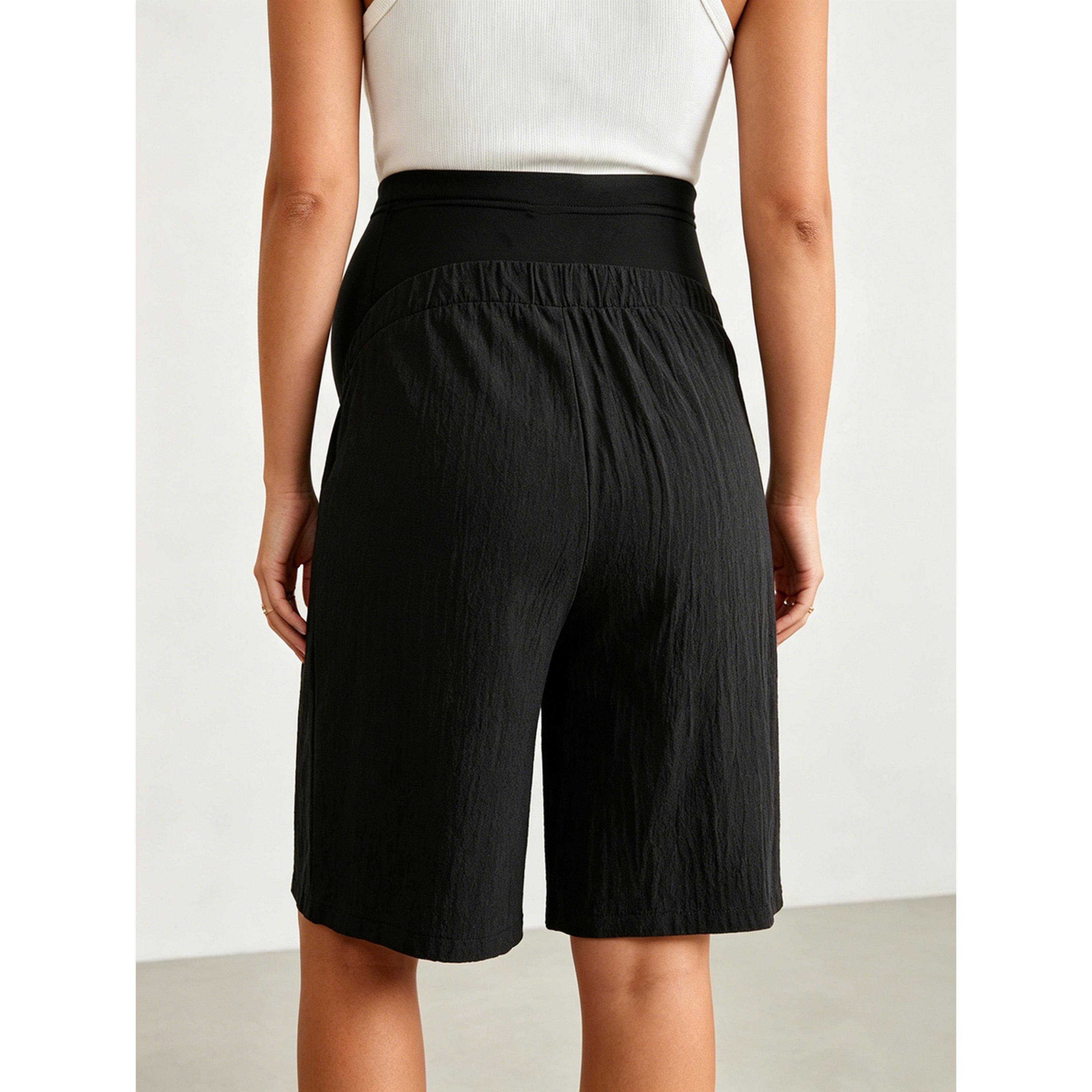 شورت للحوامل فوق البطن برباط سحب-women-clothing-maternity-bottoms-image-3