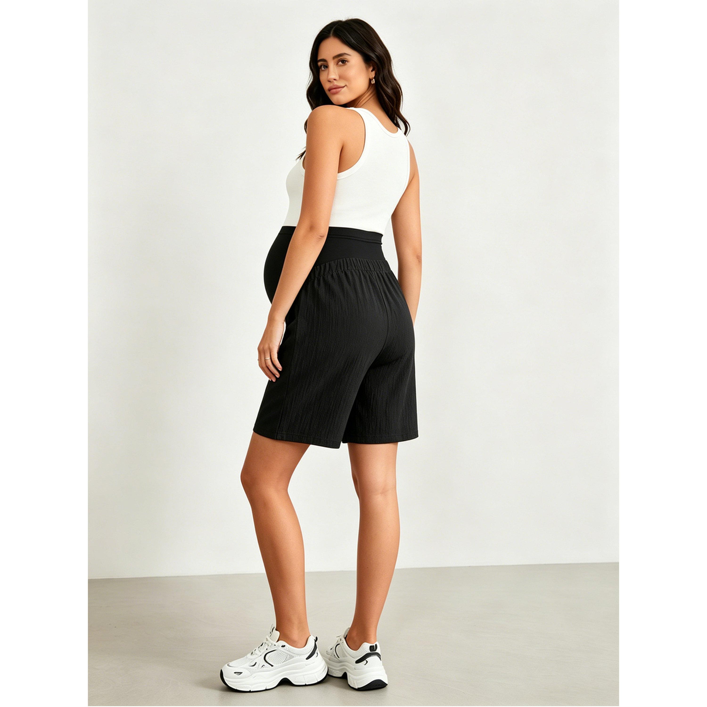 شورت للحوامل فوق البطن برباط سحب-women-clothing-maternity-bottoms-image-5