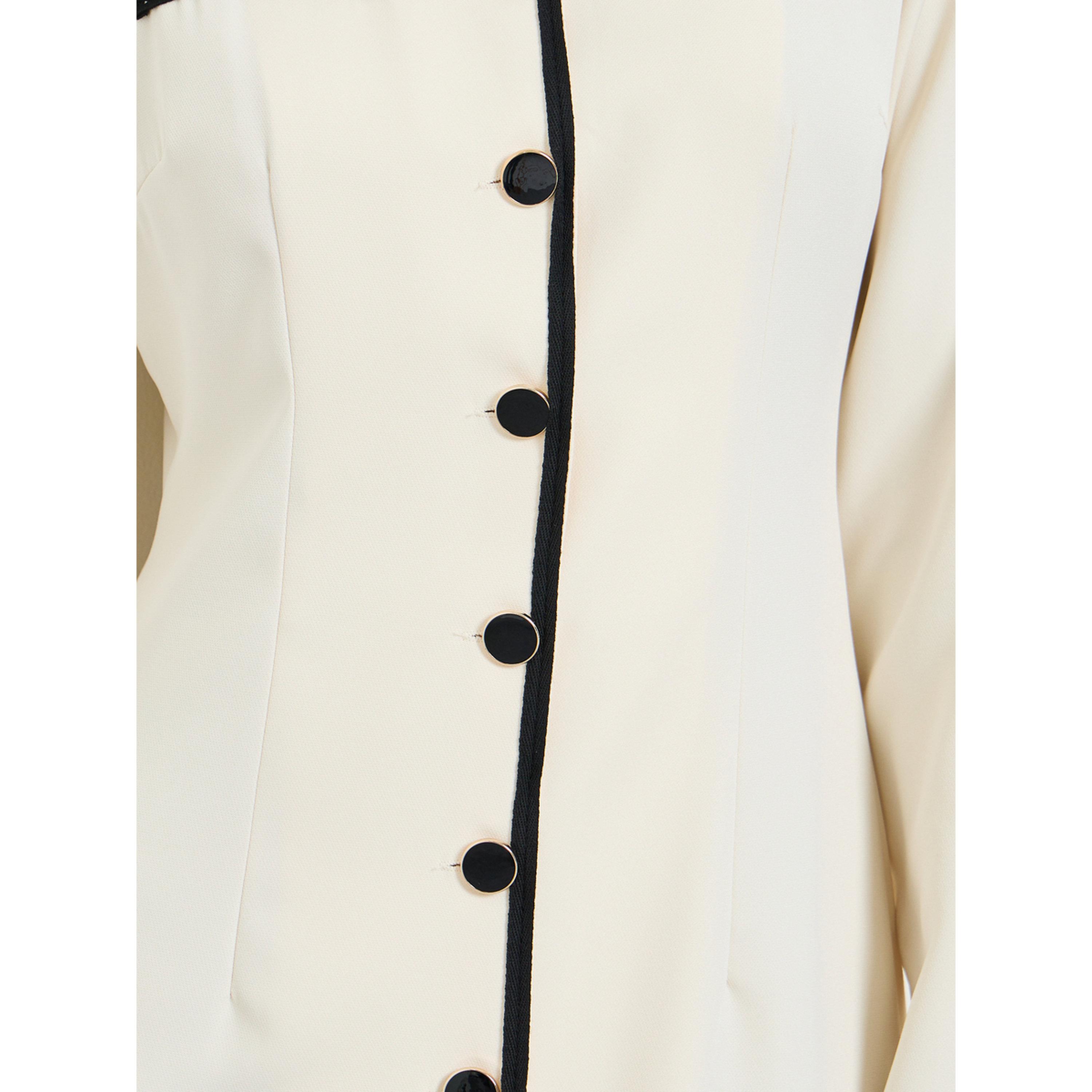 Take Two Beige Plain Midi Blazer Dress with Long Sleeves-women-clothing-dresses-image-6