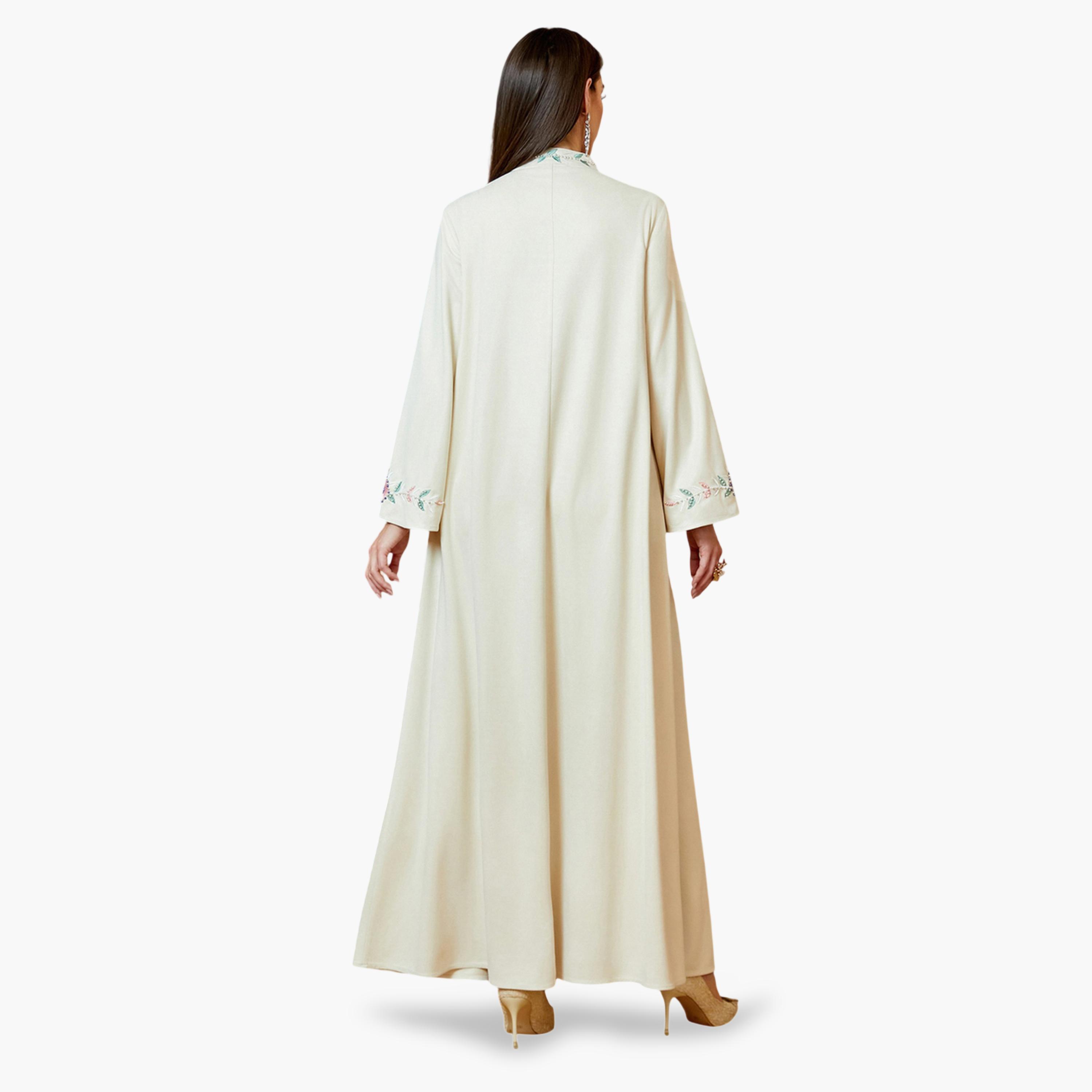 جلابية طويلة بتطريز زهور باللون البيج-women-arabicclothing-jalabiyas-image-6