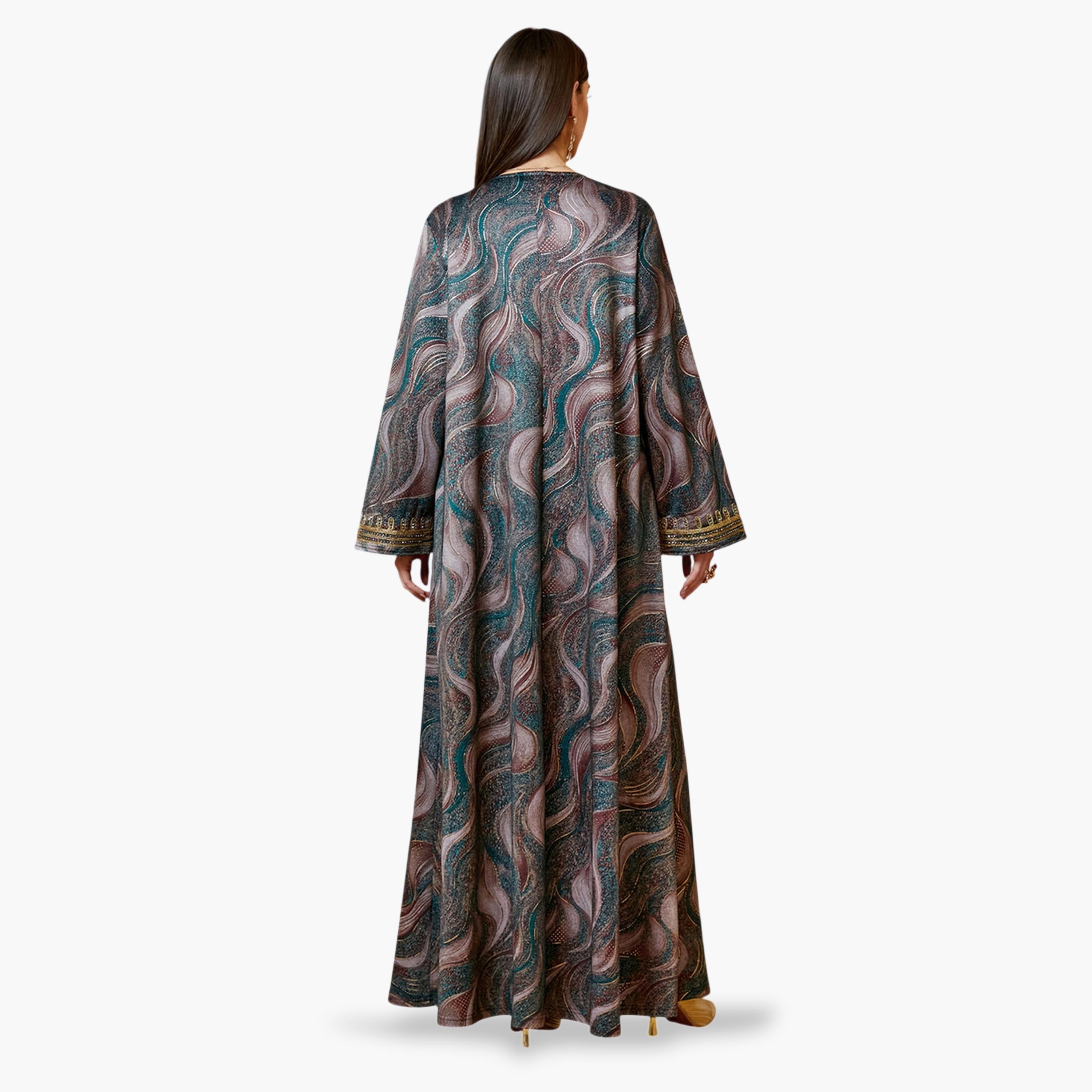 جلابية طويلة بتطريز ذهبي متعددة الألوان-women-arabicclothing-jalabiyas-image-6