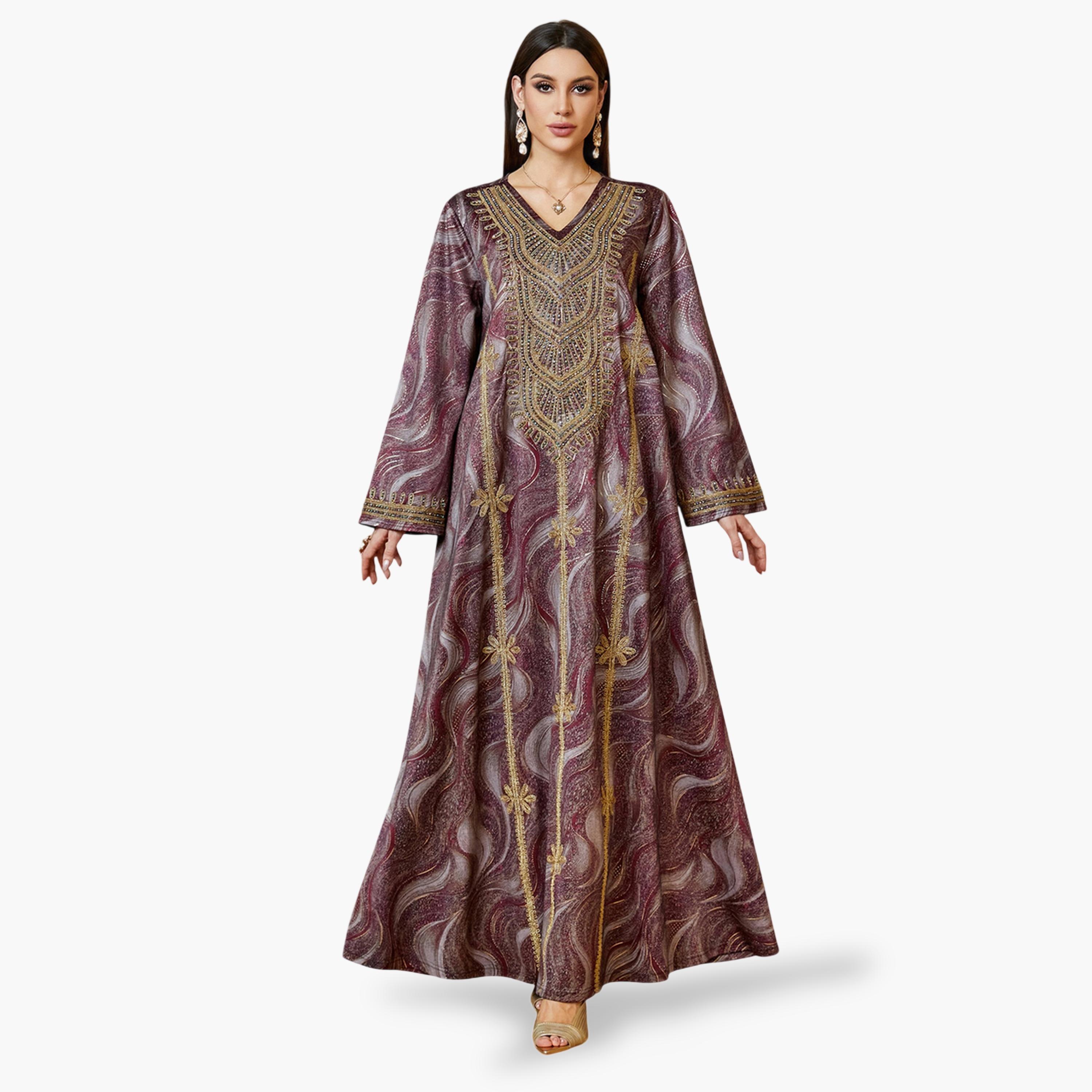 فستان جلابية طويل مطرز متعدد الألوان-women-arabicclothing-jalabiyas-image-1