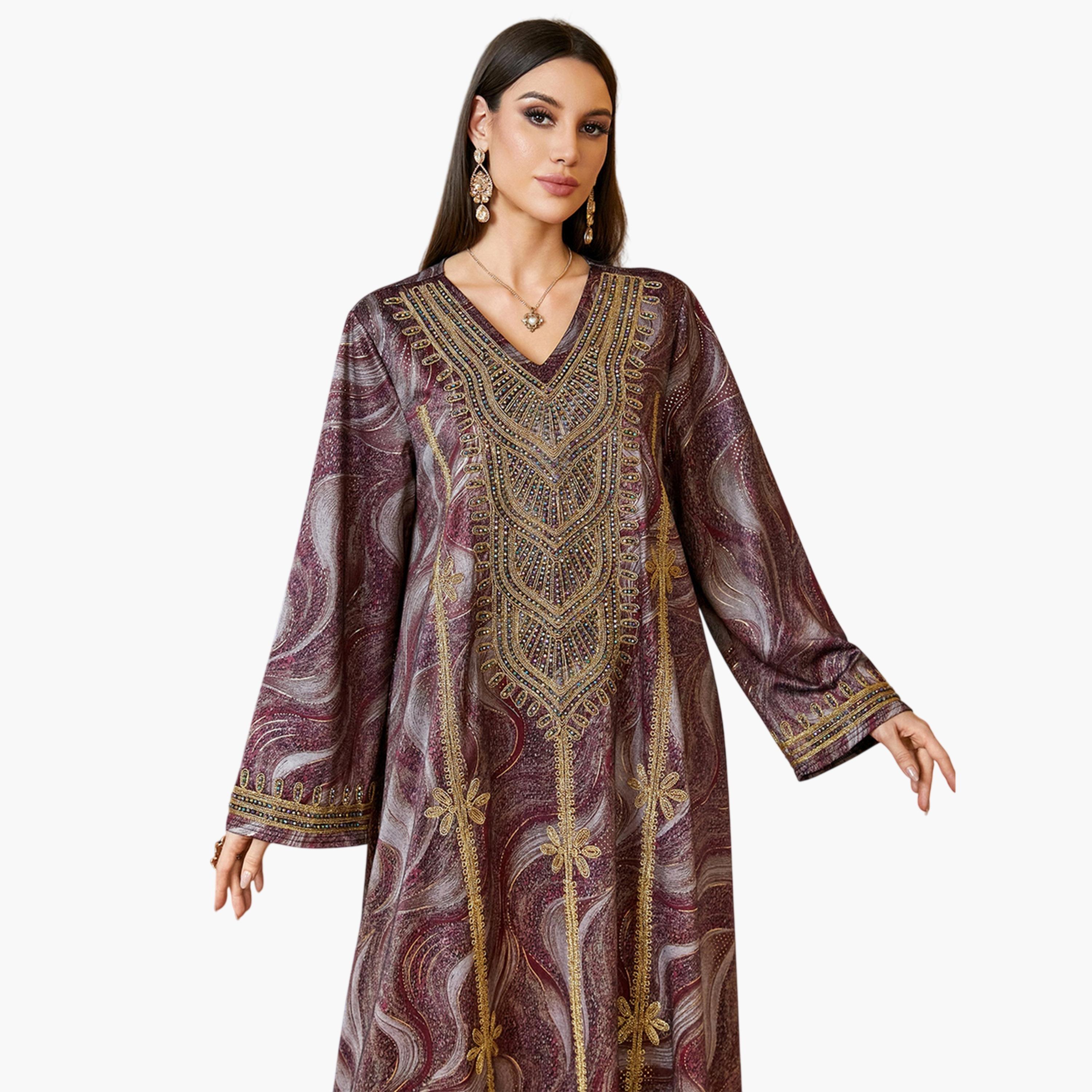 فستان جلابية طويل مطرز متعدد الألوان-women-arabicclothing-jalabiyas-image-2
