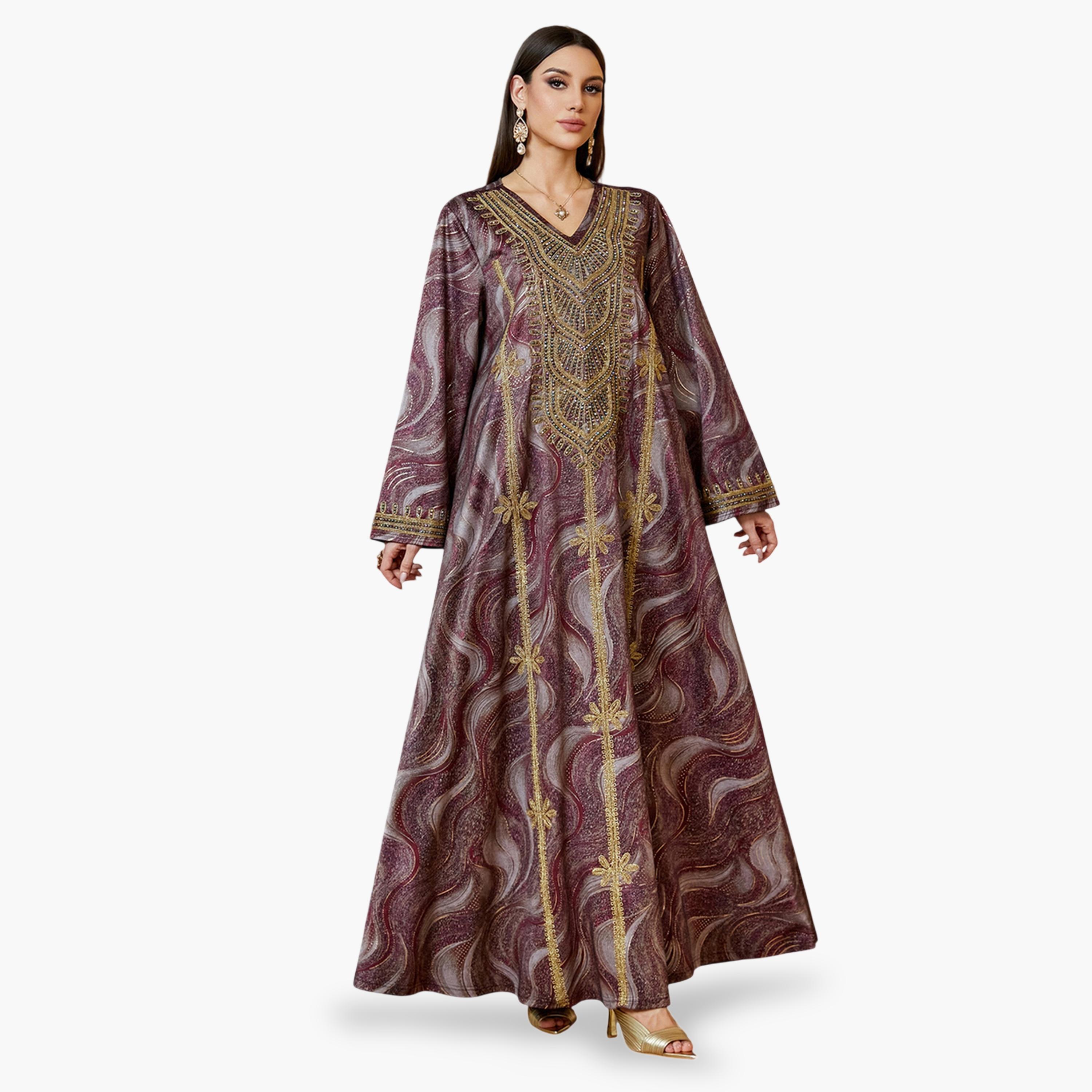 فستان جلابية طويل مطرز متعدد الألوان-women-arabicclothing-jalabiyas-image-3