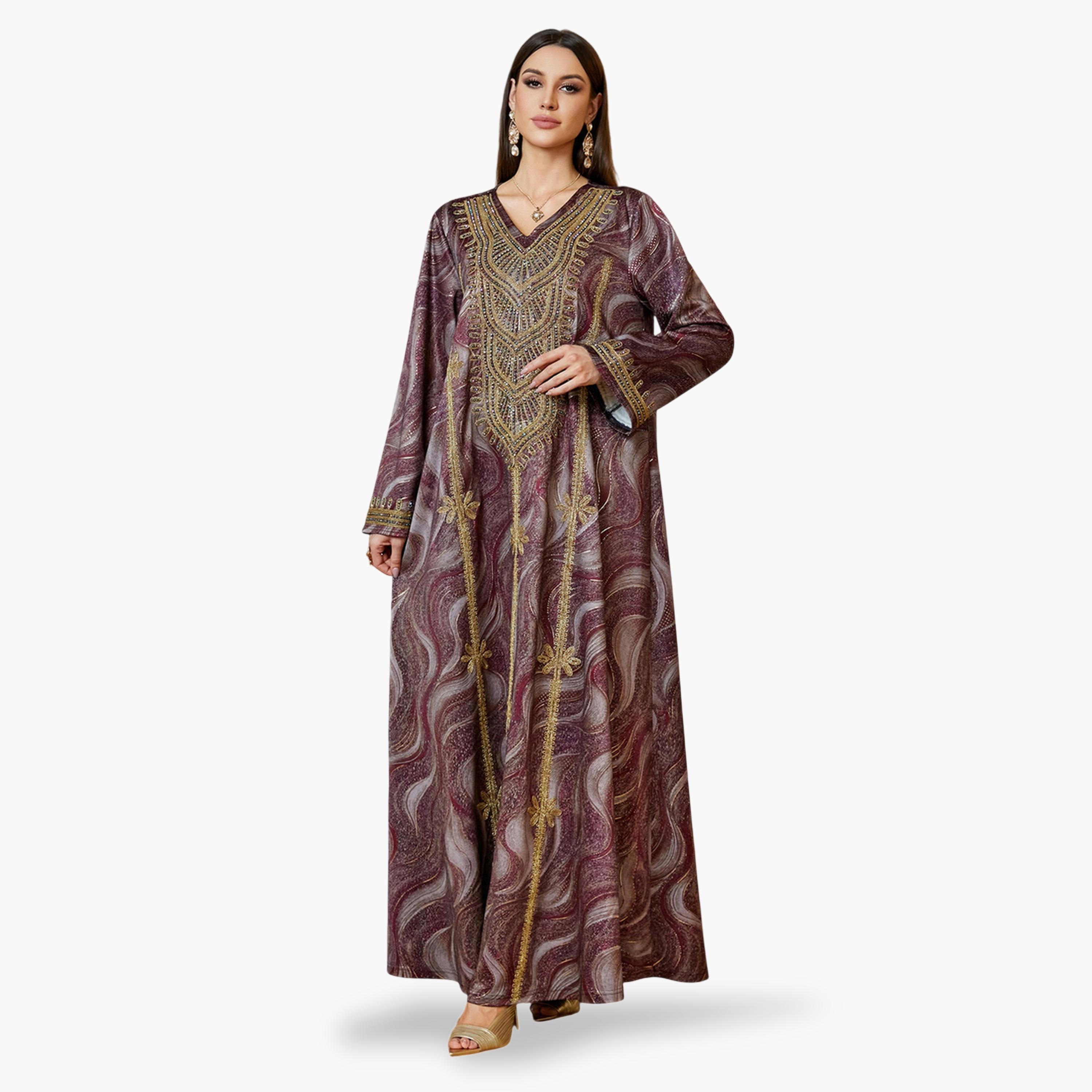 فستان جلابية طويل مطرز متعدد الألوان-women-arabicclothing-jalabiyas-image-4