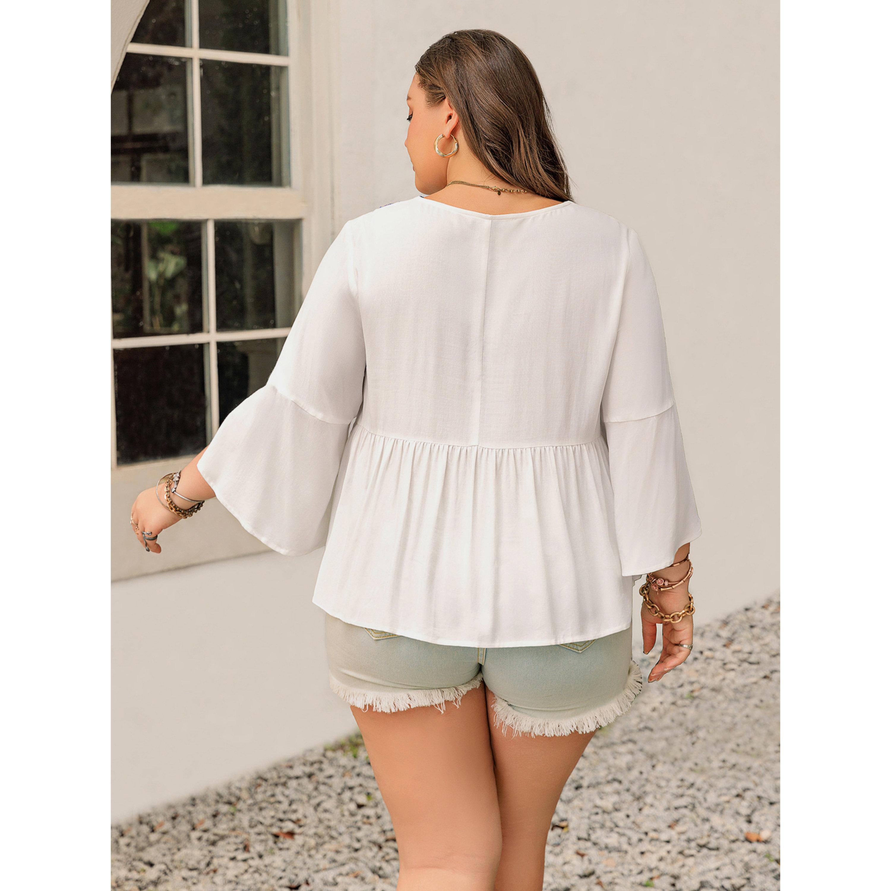 Take Two Womens Plus Size Embroidered 3/4 Sleeve White Tunic Top-women-clothing-plussize-shirtsandblouses-blouses-image-2