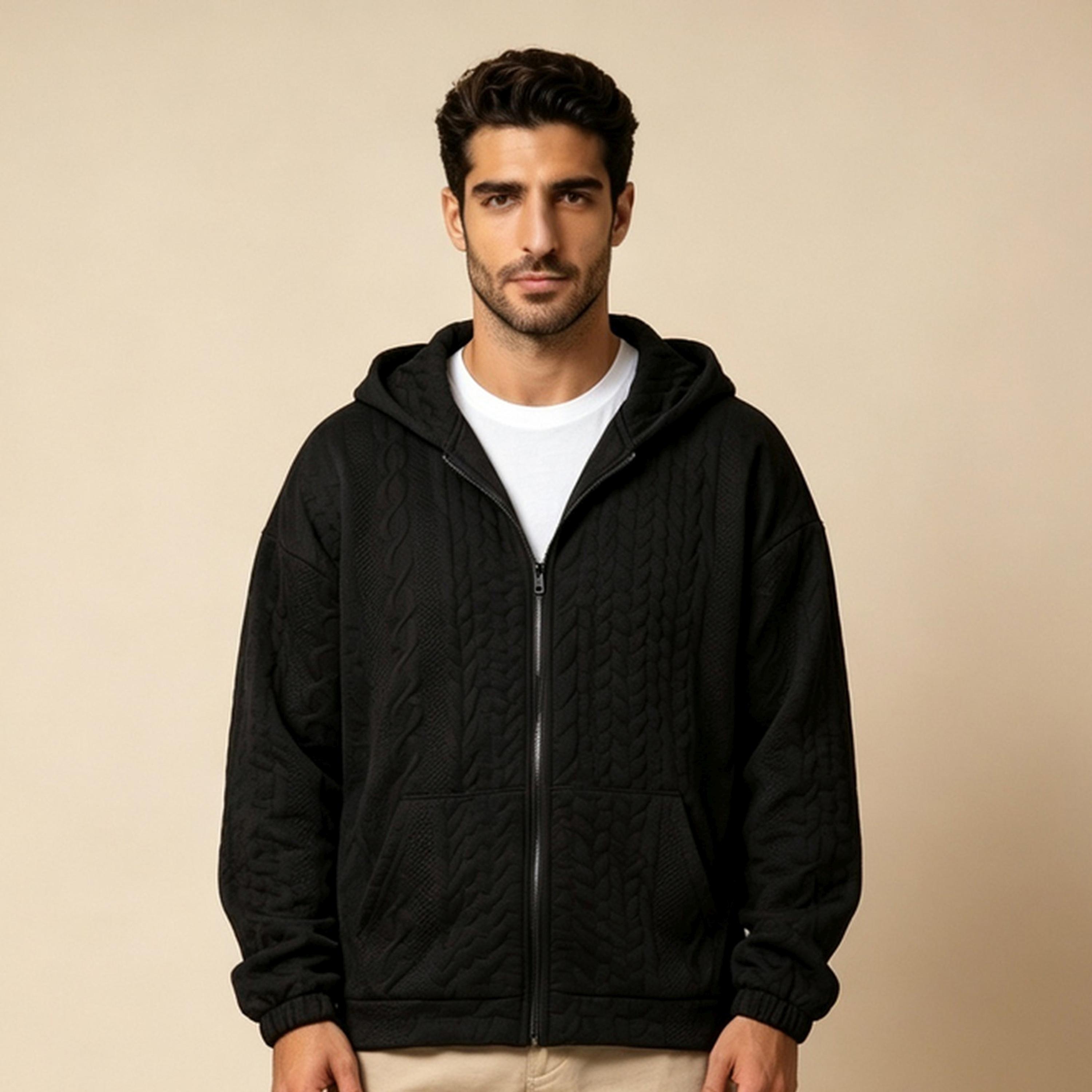 سويت شيرت هودي بسحاب باللون الأسود-men-winterwear-hoodiesandsweatshirts-image-1