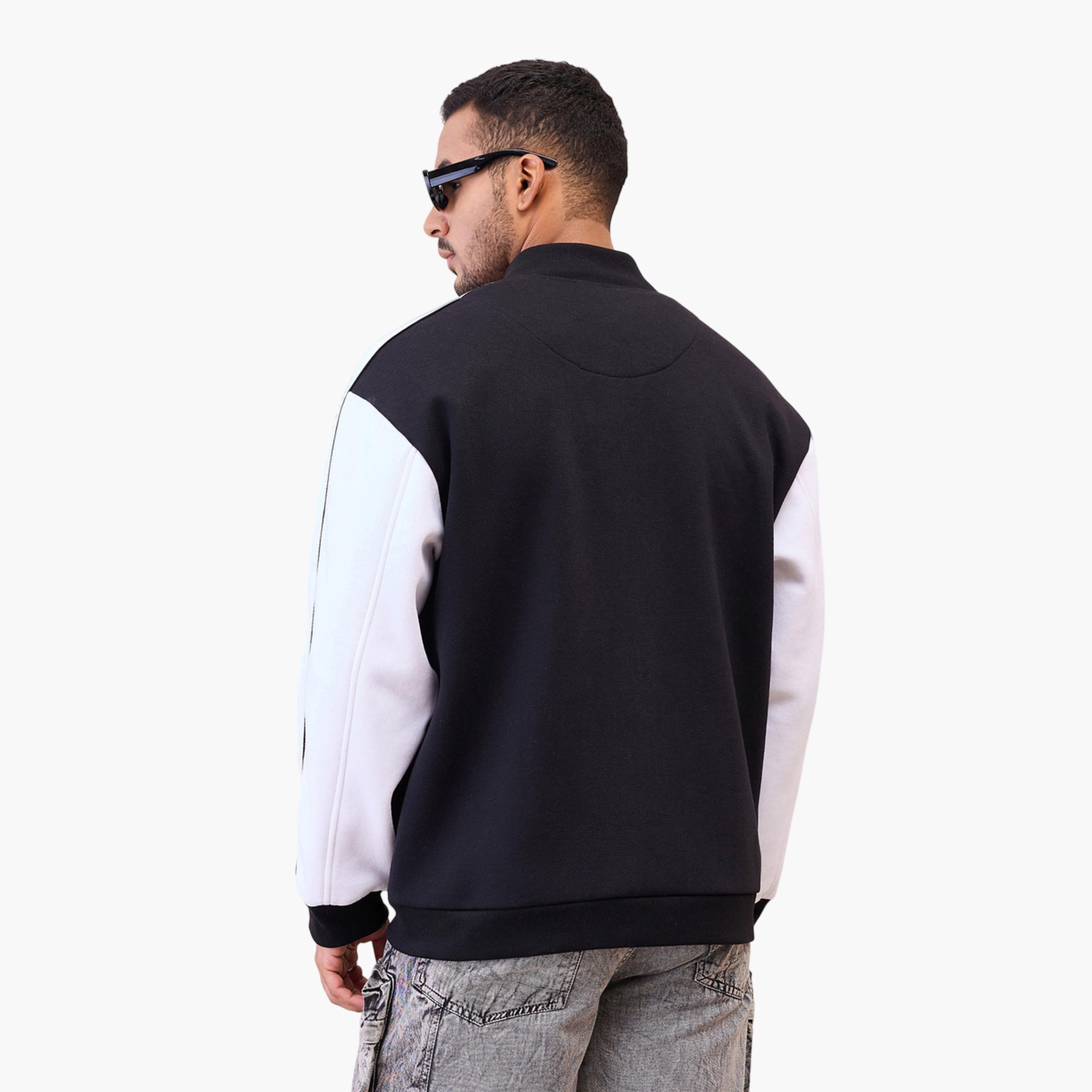 Sassafras X Styli Varsity Jacket: Black and White Embroidered Button-Up-men-clothing-jacketsandblazers-jackets-image-3