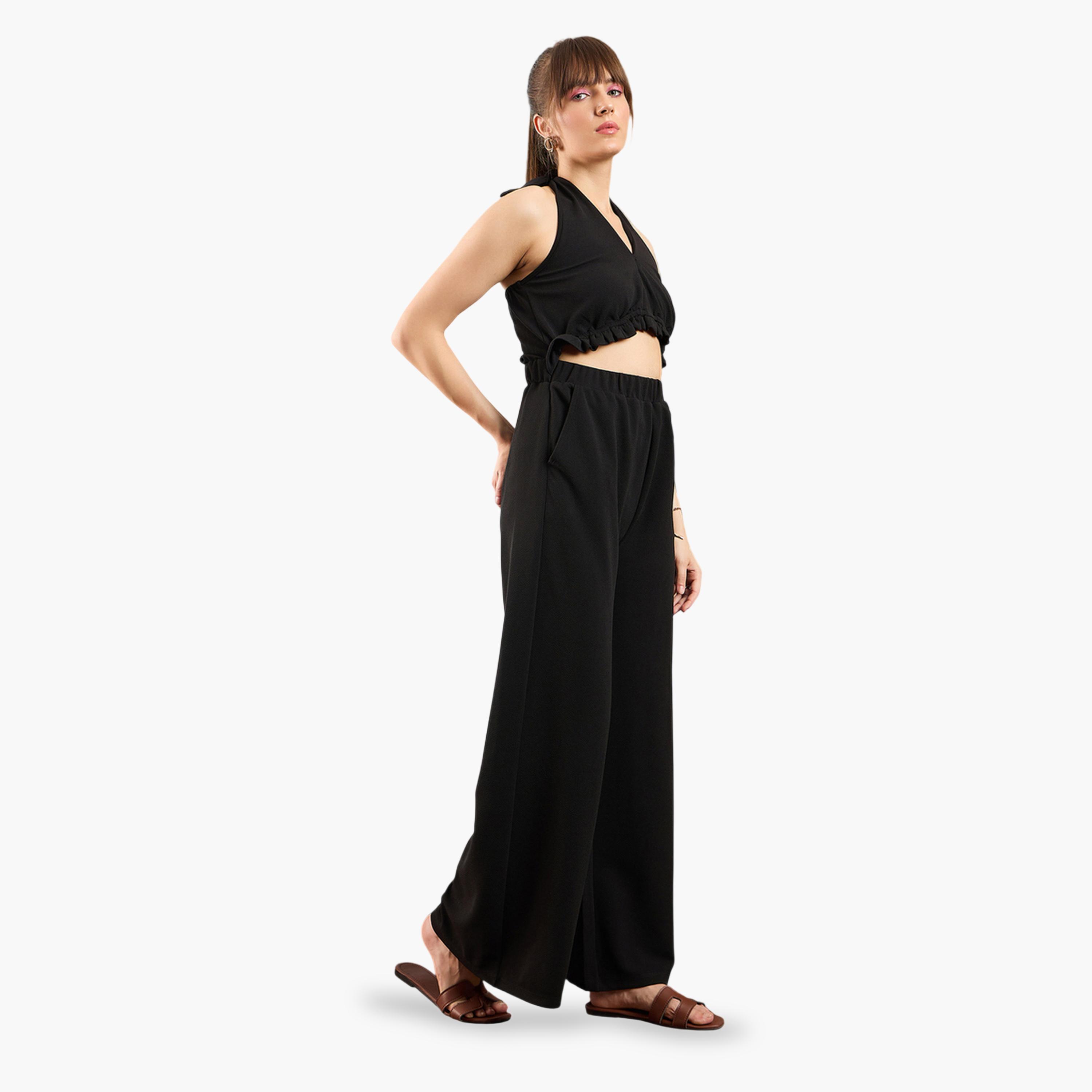 Sassafras X Styli Black Halter Neck Wide-Leg Jumpsuit-women-clothing-jumpsuits-image-3