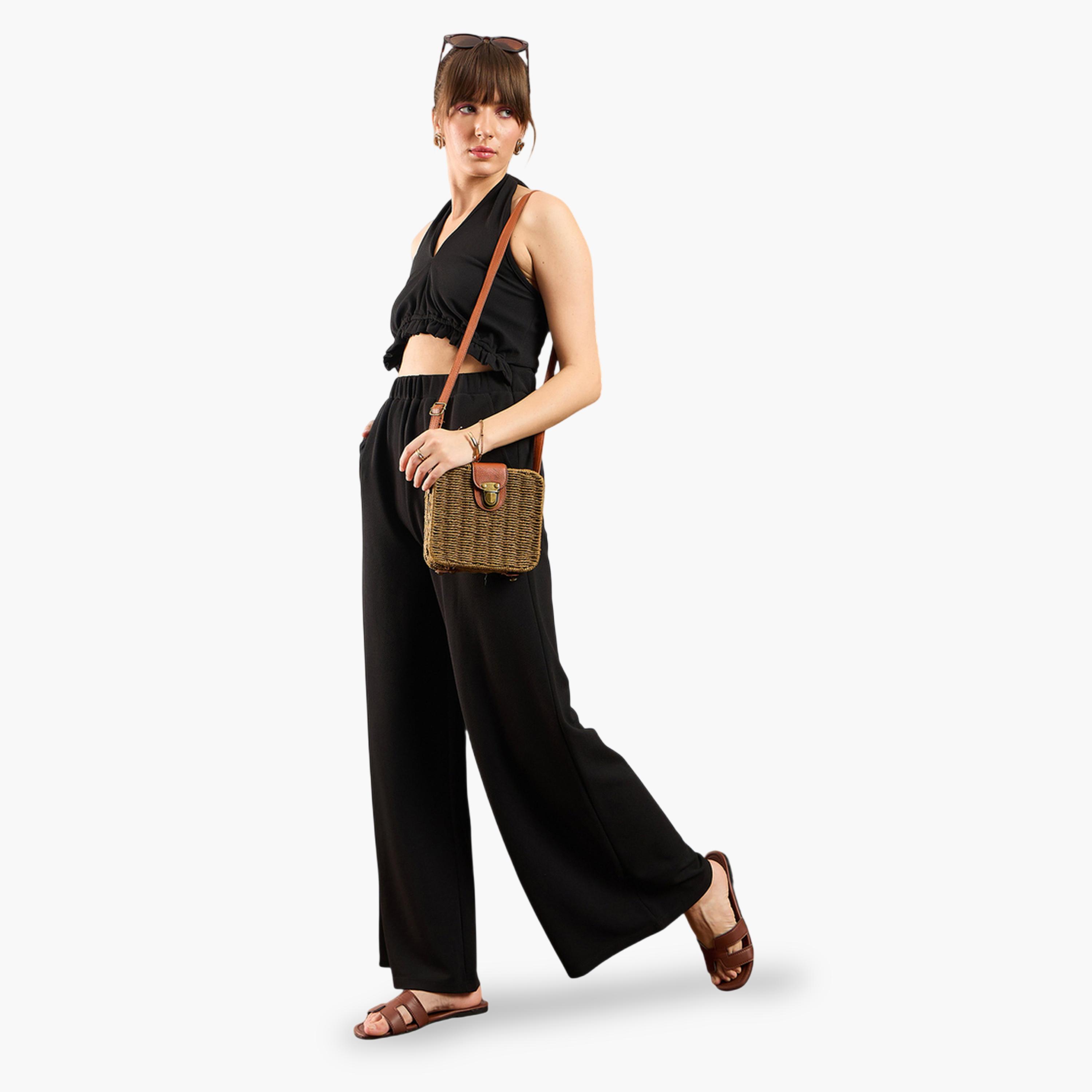 Sassafras X Styli Black Halter Neck Wide-Leg Jumpsuit-women-clothing-jumpsuits-image-6