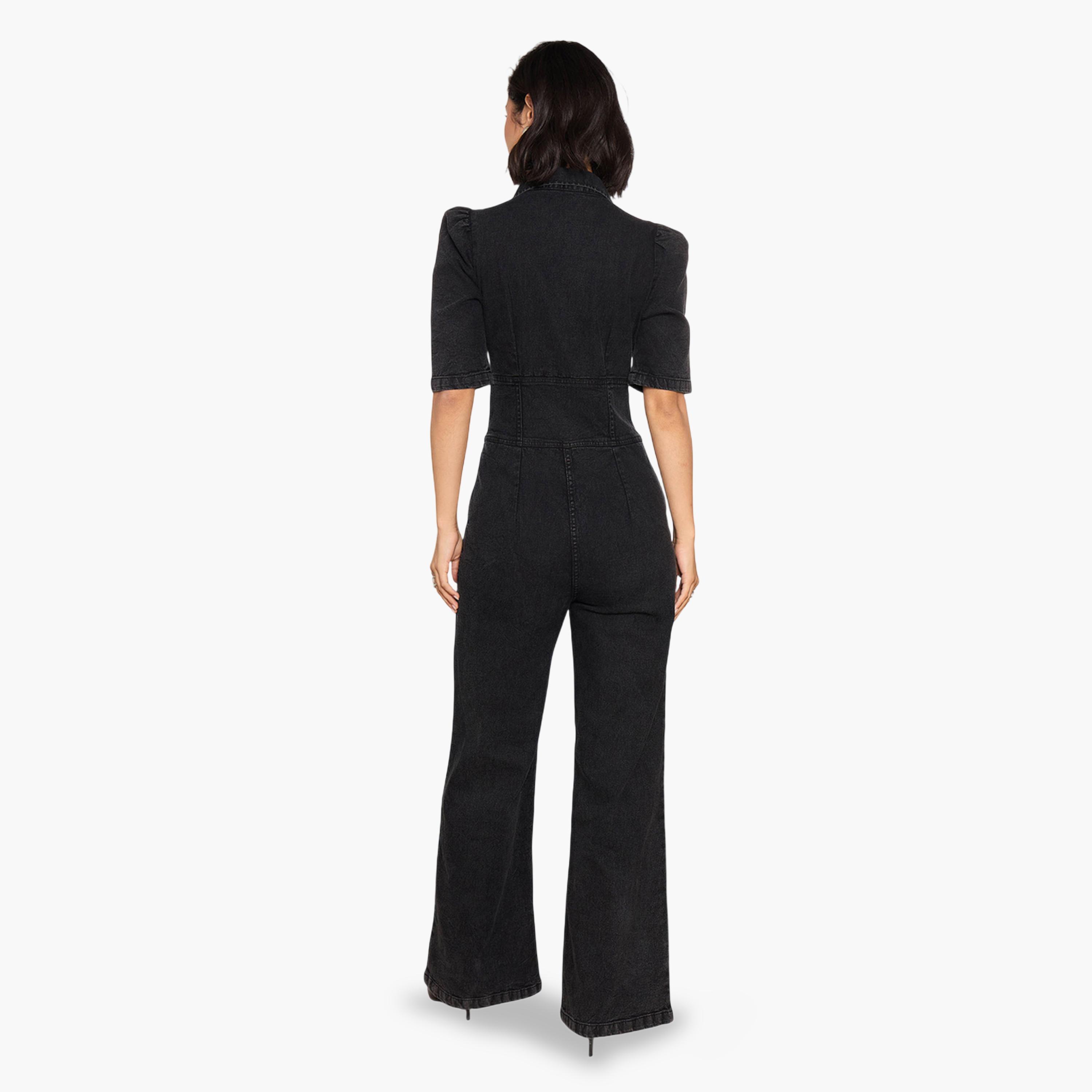 جمبسوت دنيم بياقة باللون الأسود-women-clothing-jumpsuits-image-5