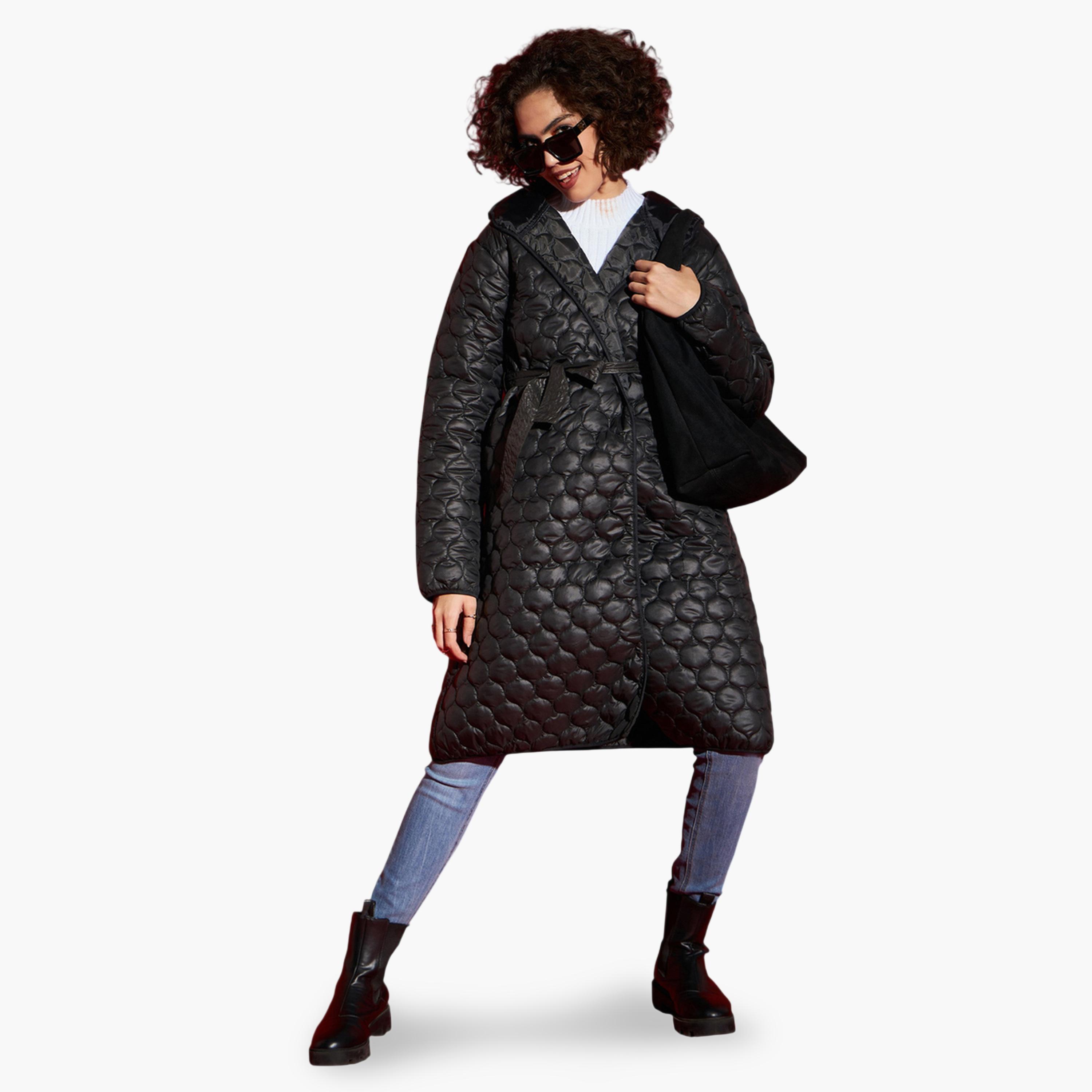 ساسافراس × ستايلي - جاكيت بومبر أسود مبطن بطول الركبة-women-winterwear-coatsandjackets-jackets-image-1