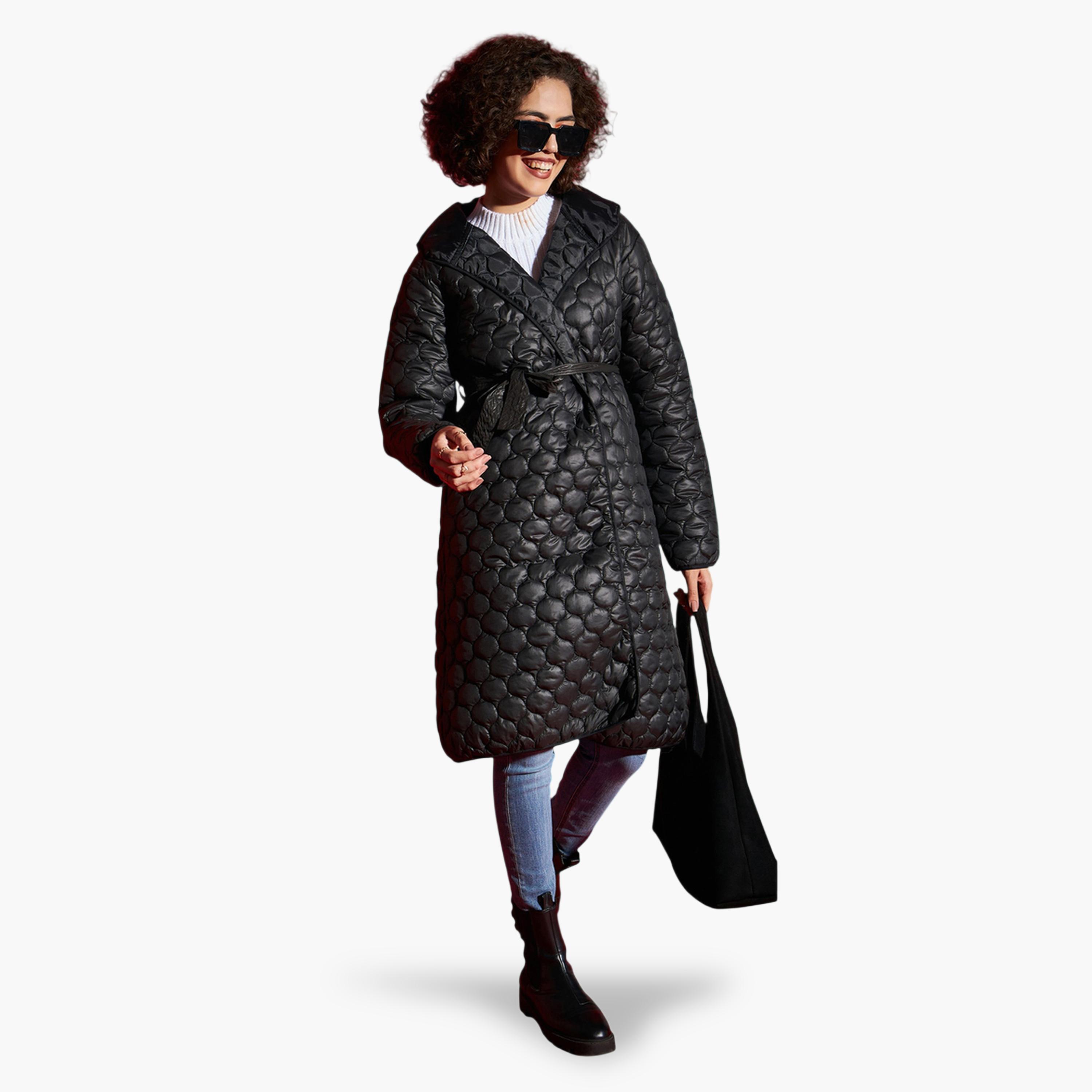 ساسافراس × ستايلي - جاكيت بومبر أسود مبطن بطول الركبة-women-winterwear-coatsandjackets-jackets-image-2