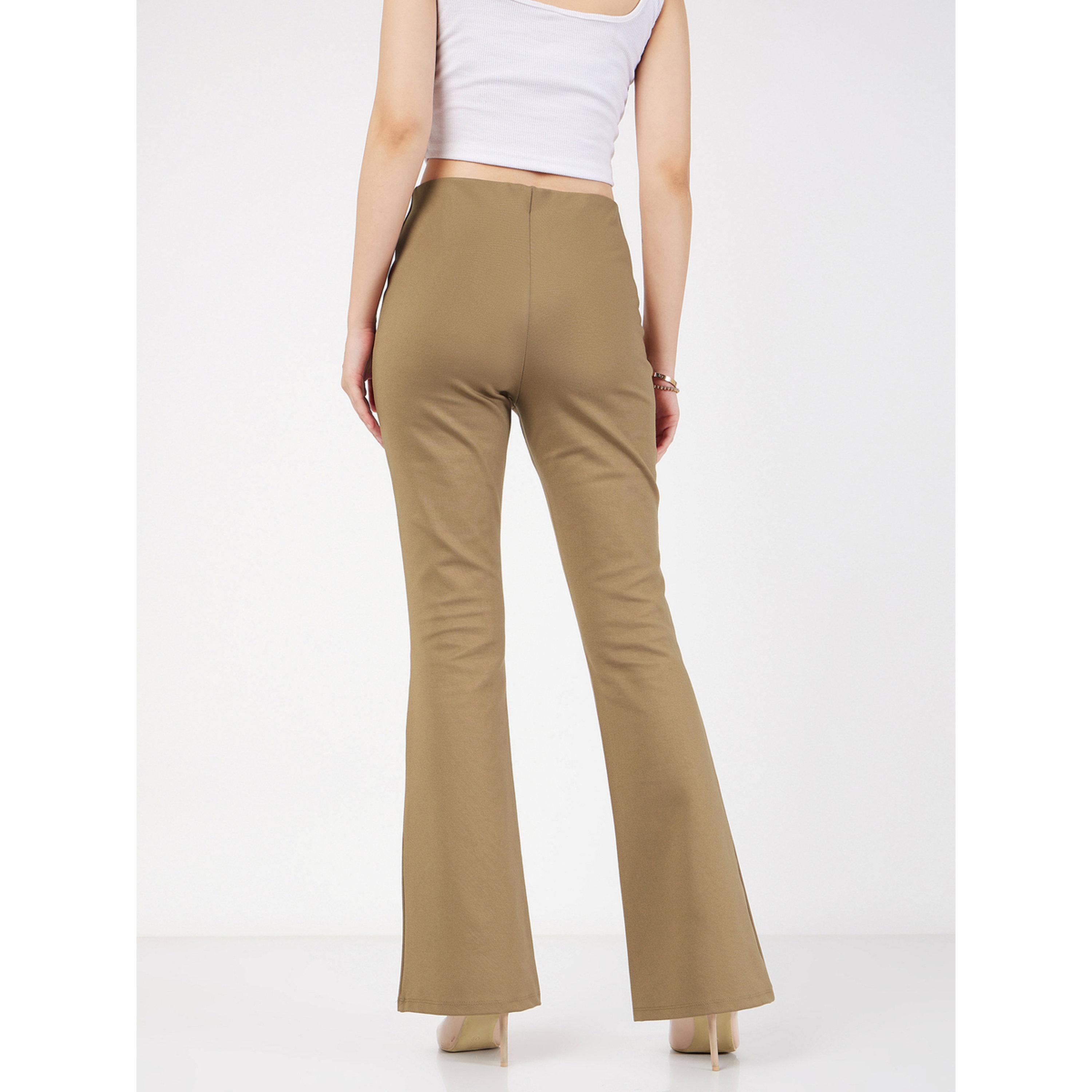 Sassafras X Styli Beige Flare Trousers-women-clothing-joggers-image-5