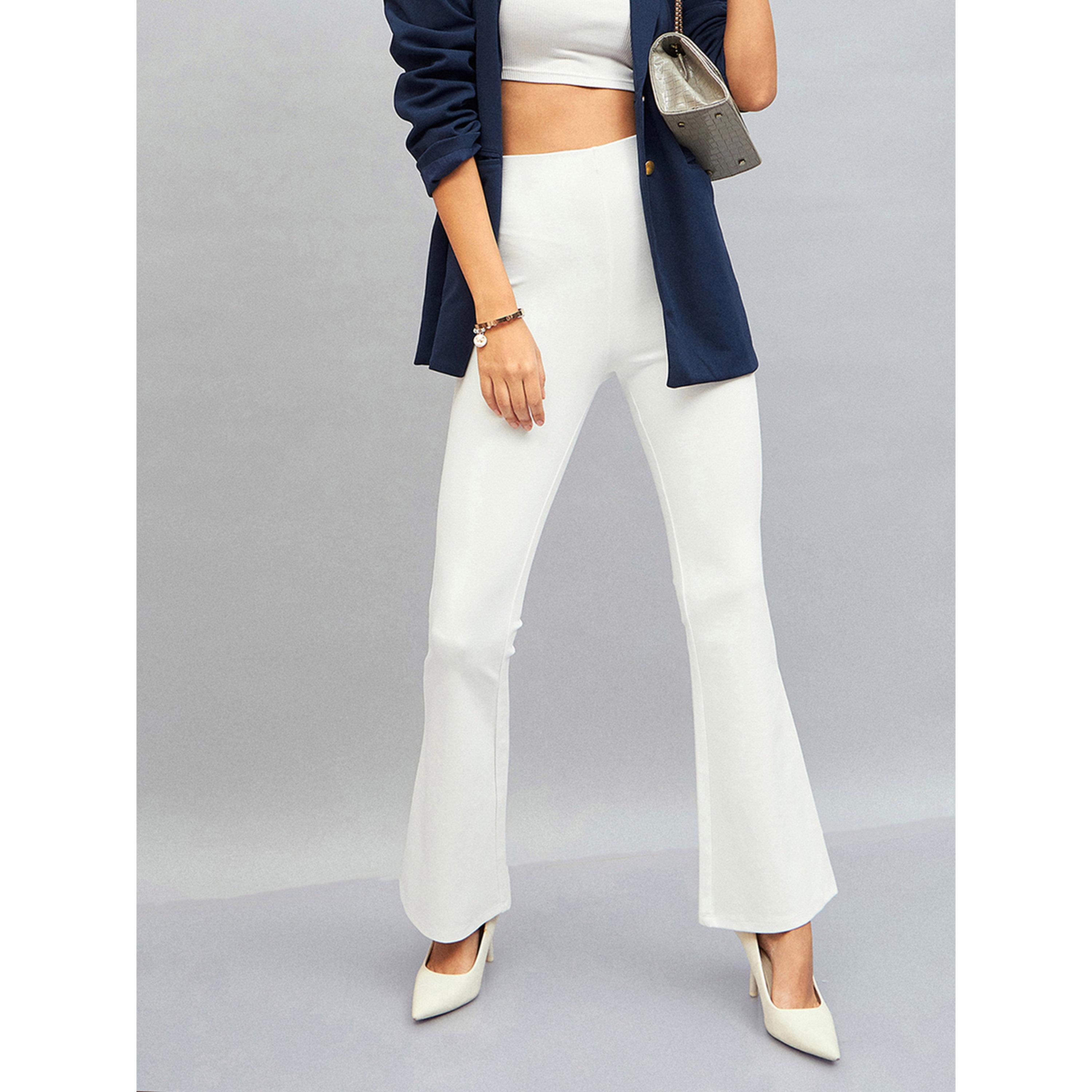 Sassafras X Styli White Flare Trousers-women-clothing-joggers-image-1