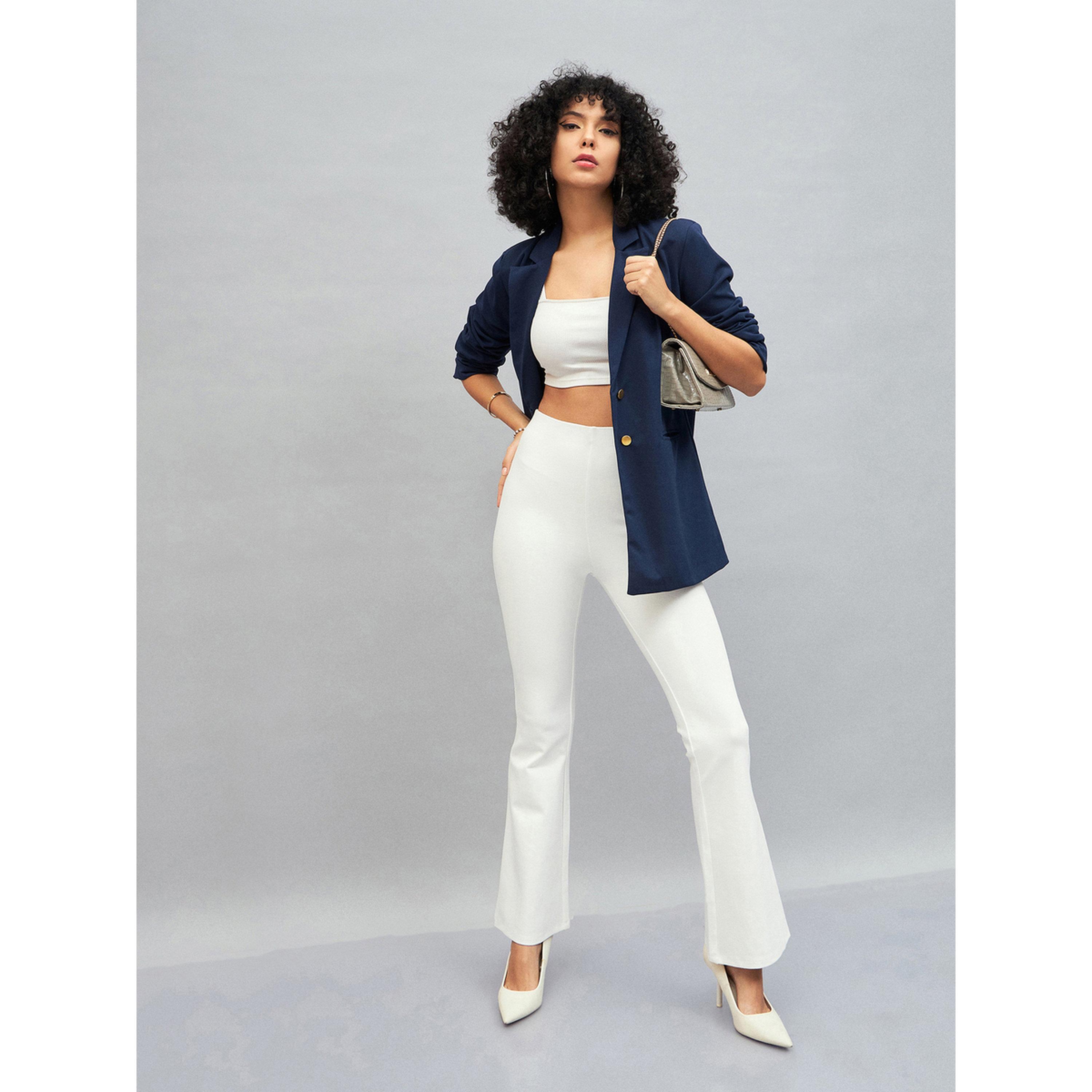Sassafras X Styli White Flare Trousers-women-clothing-joggers-image-2