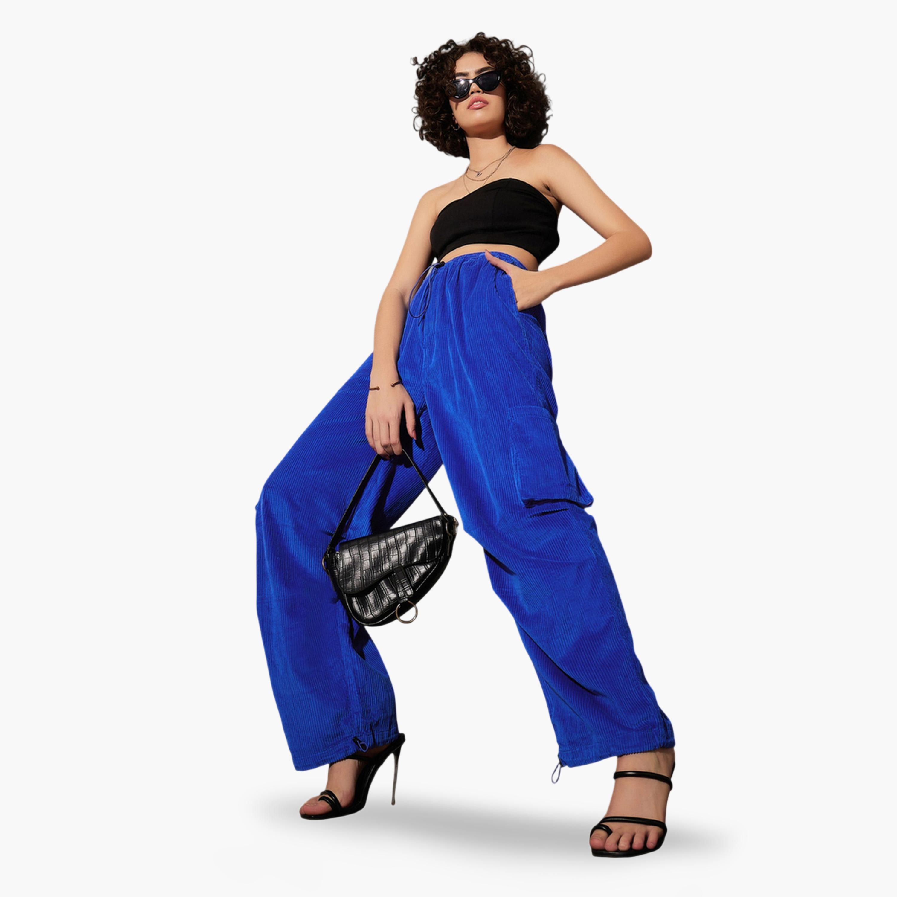 Sassafras X Styli Blue Corduroy Cargo Pants-women-clothing-joggers-image-6