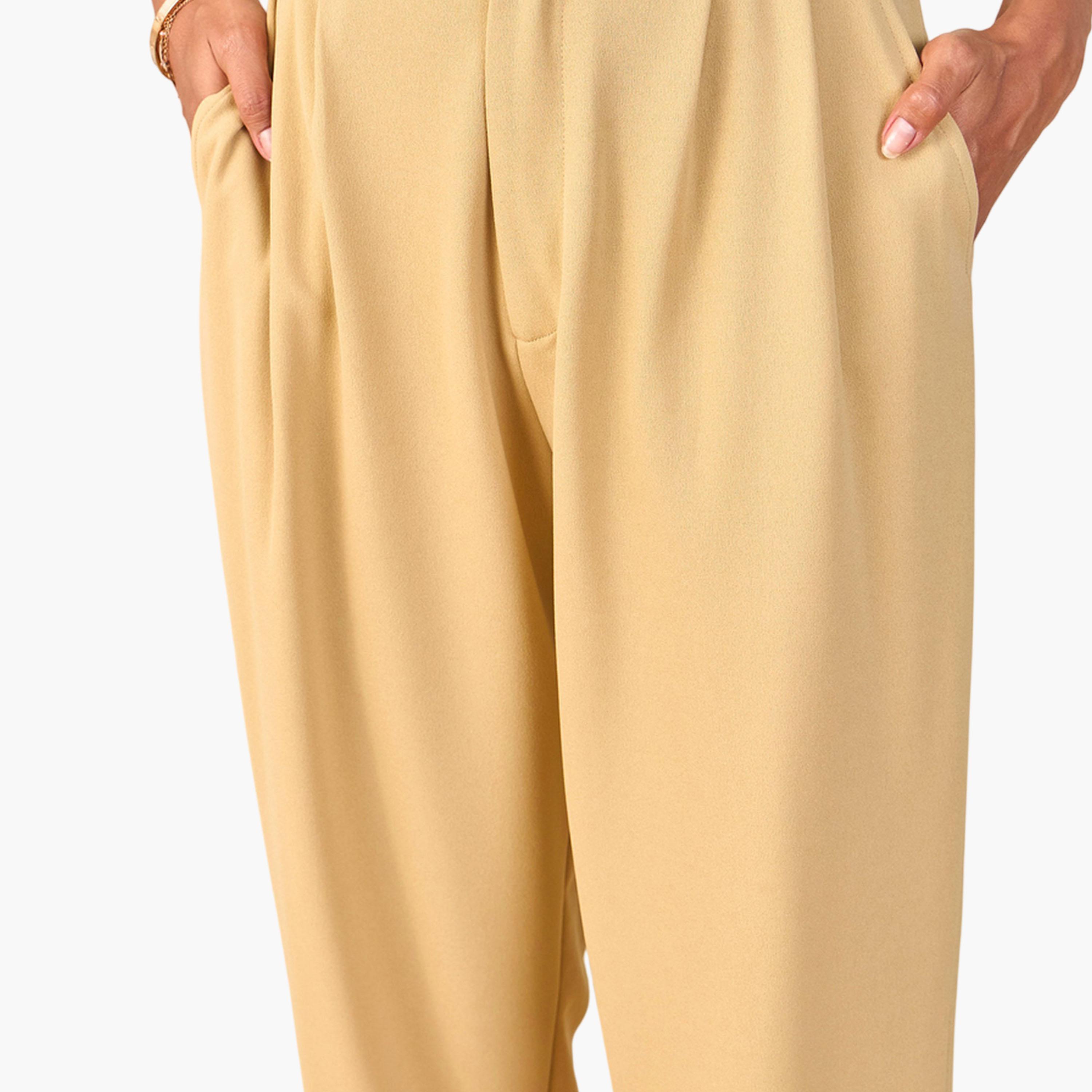 Sassafras X Styli Beige High-Waist Trousers-women-clothing-joggers-image-4