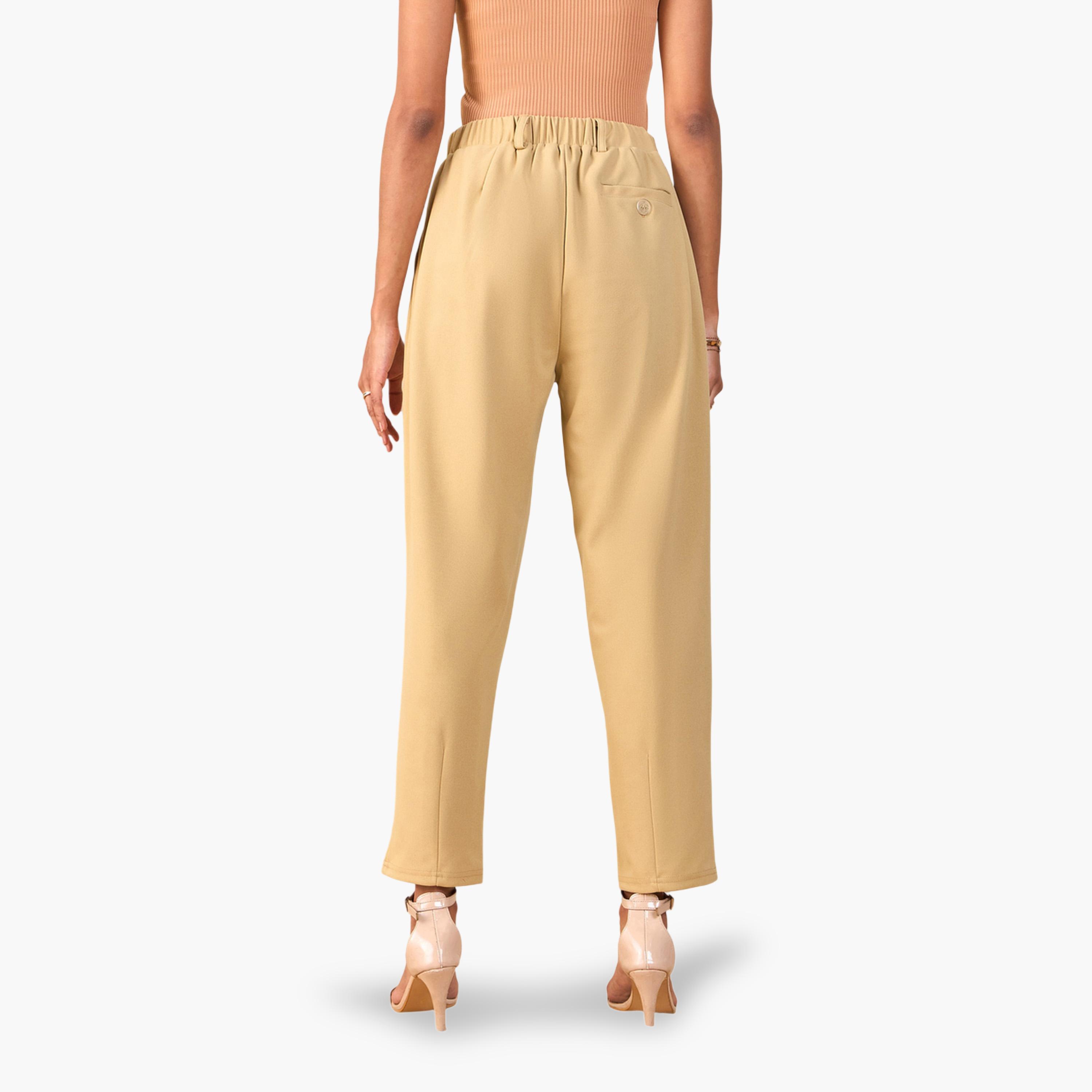Sassafras X Styli Beige High-Waist Trousers-women-clothing-joggers-image-5