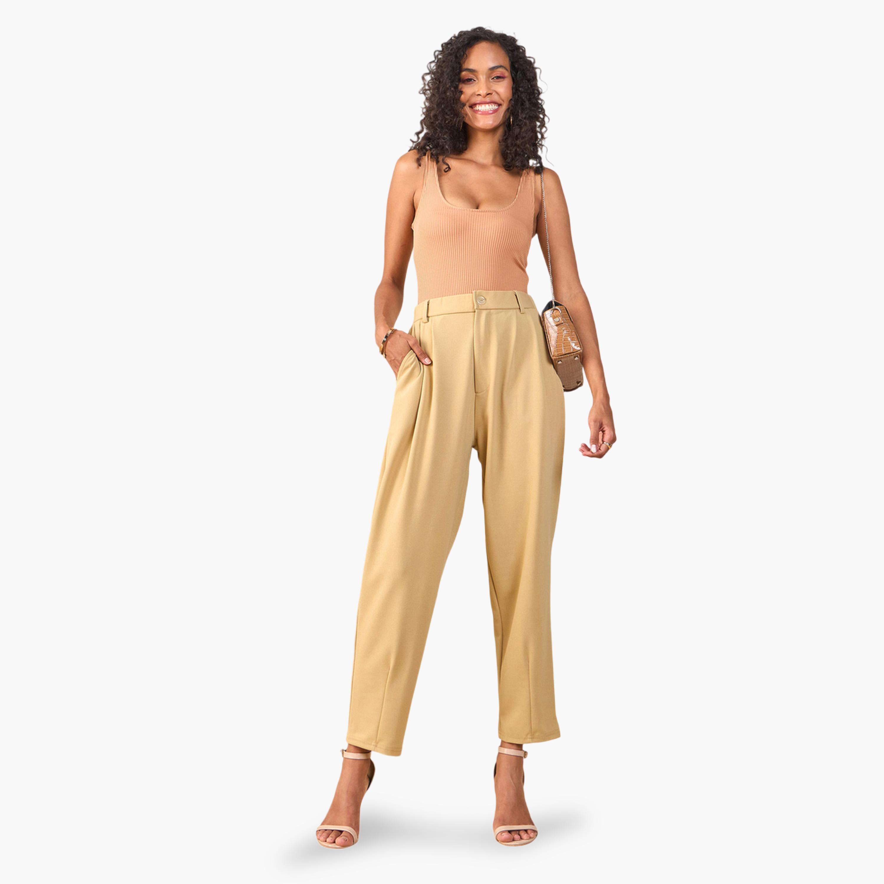 Sassafras X Styli Beige High-Waist Trousers-women-clothing-joggers-image-6