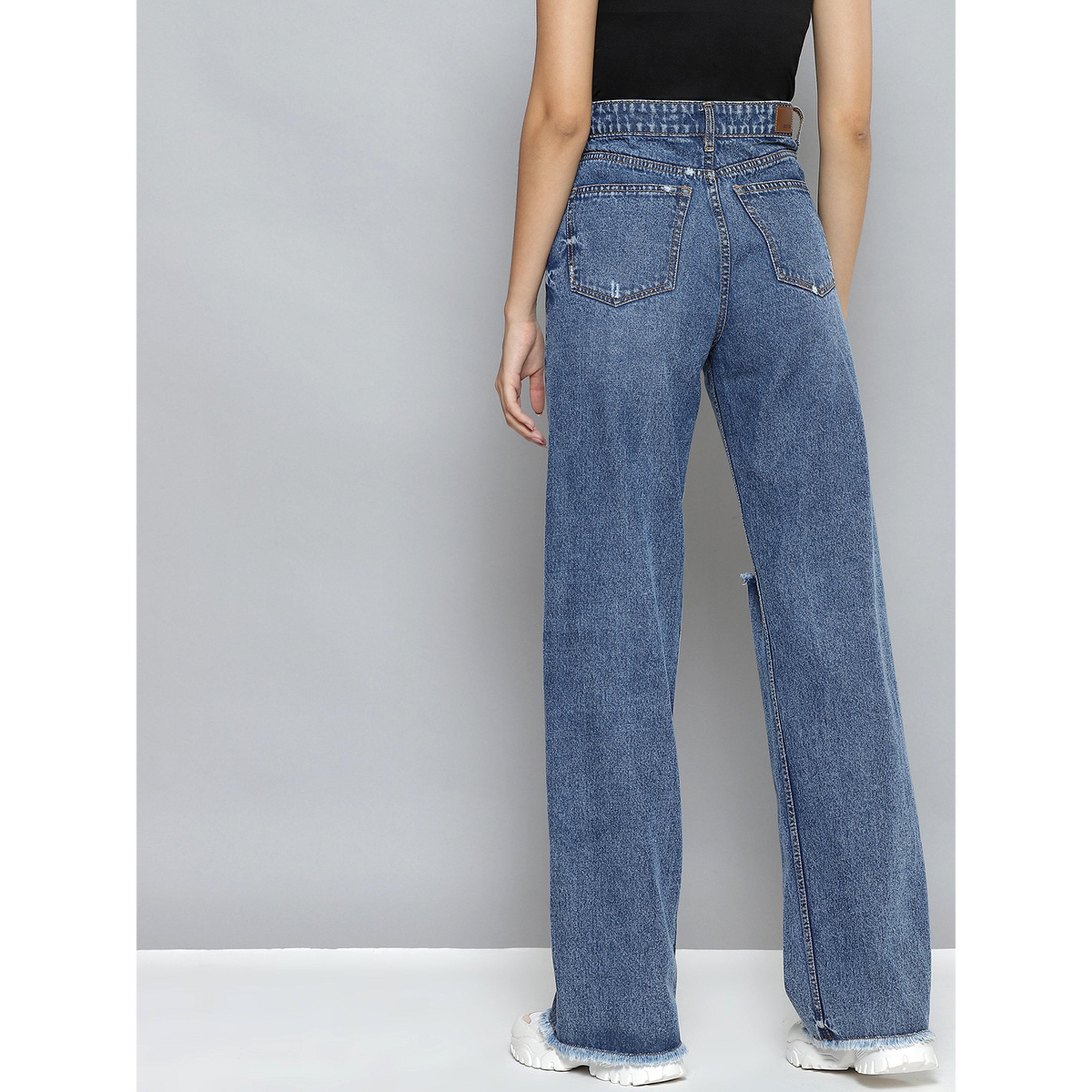 Sassafras X Styli Blue High-Rise Wide Leg Distressed Jeans-women-clothing-jeans-image-3