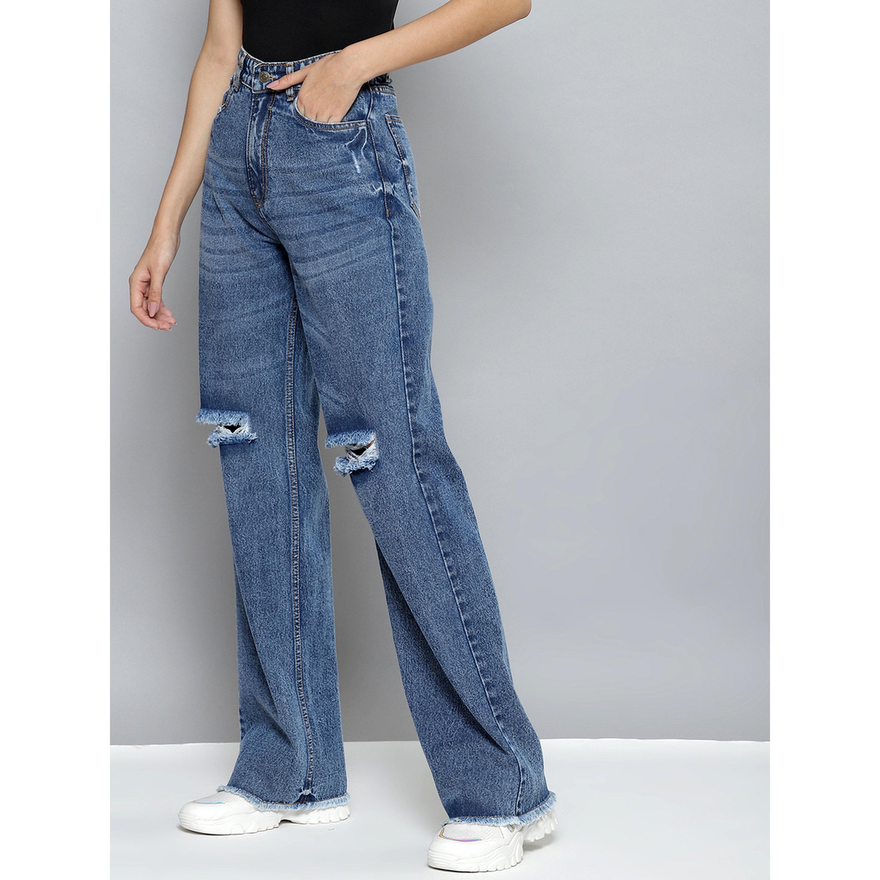 Sassafras X Styli Blue High-Rise Wide Leg Distressed Jeans-women-clothing-jeans-image-4