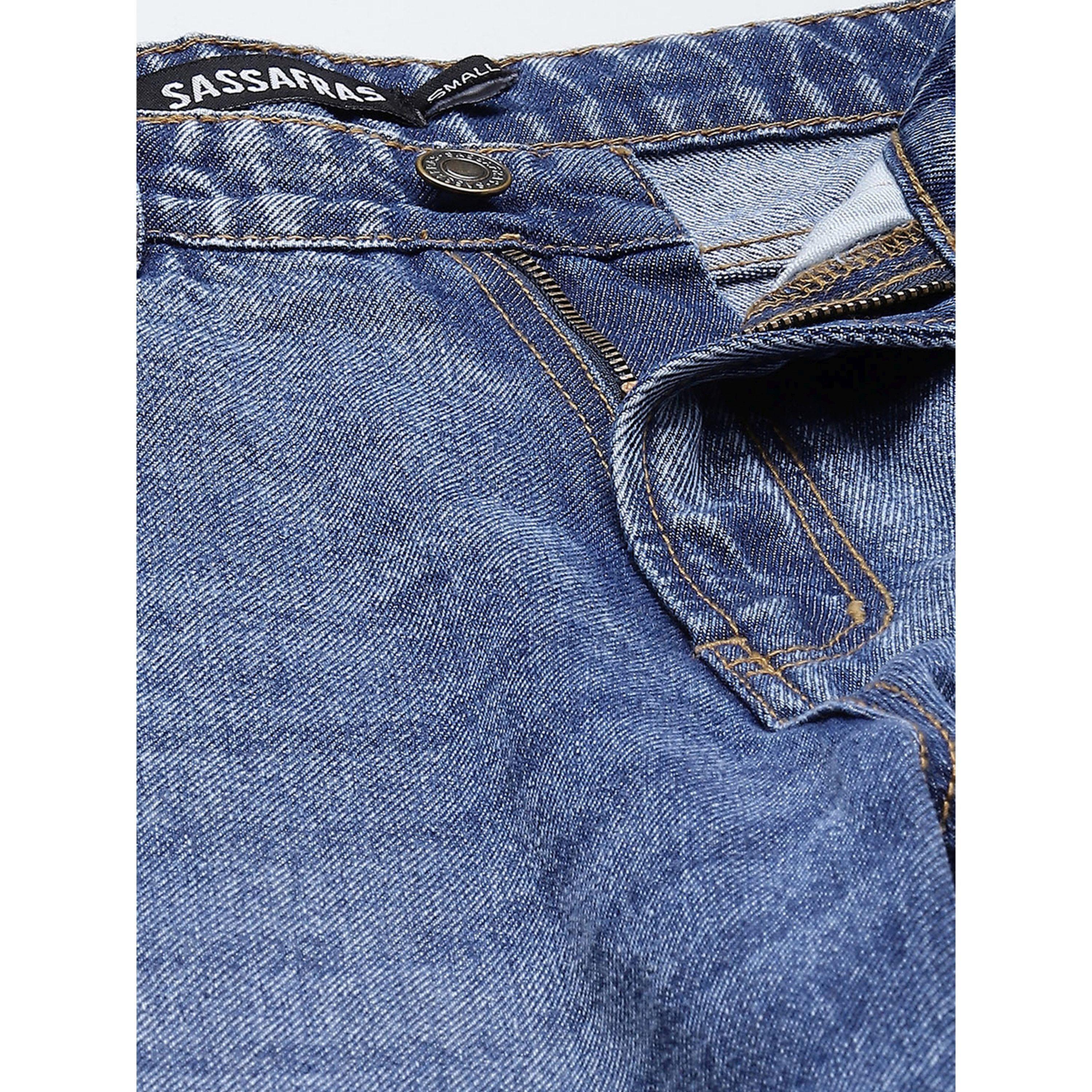 Sassafras X Styli Blue High-Rise Wide Leg Distressed Jeans-women-clothing-jeans-image-5