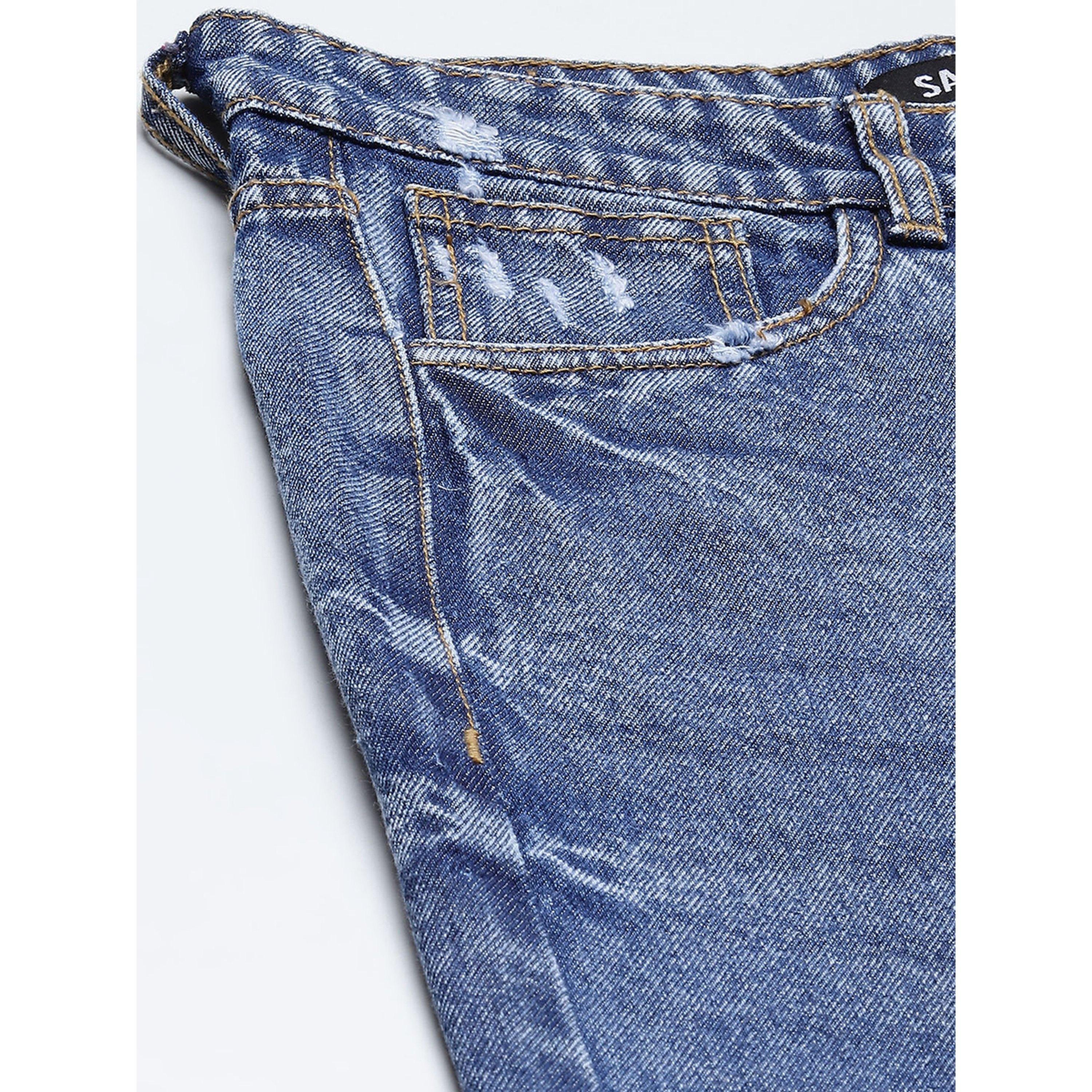 Sassafras X Styli Blue High-Rise Wide Leg Distressed Jeans-women-clothing-jeans-image-6