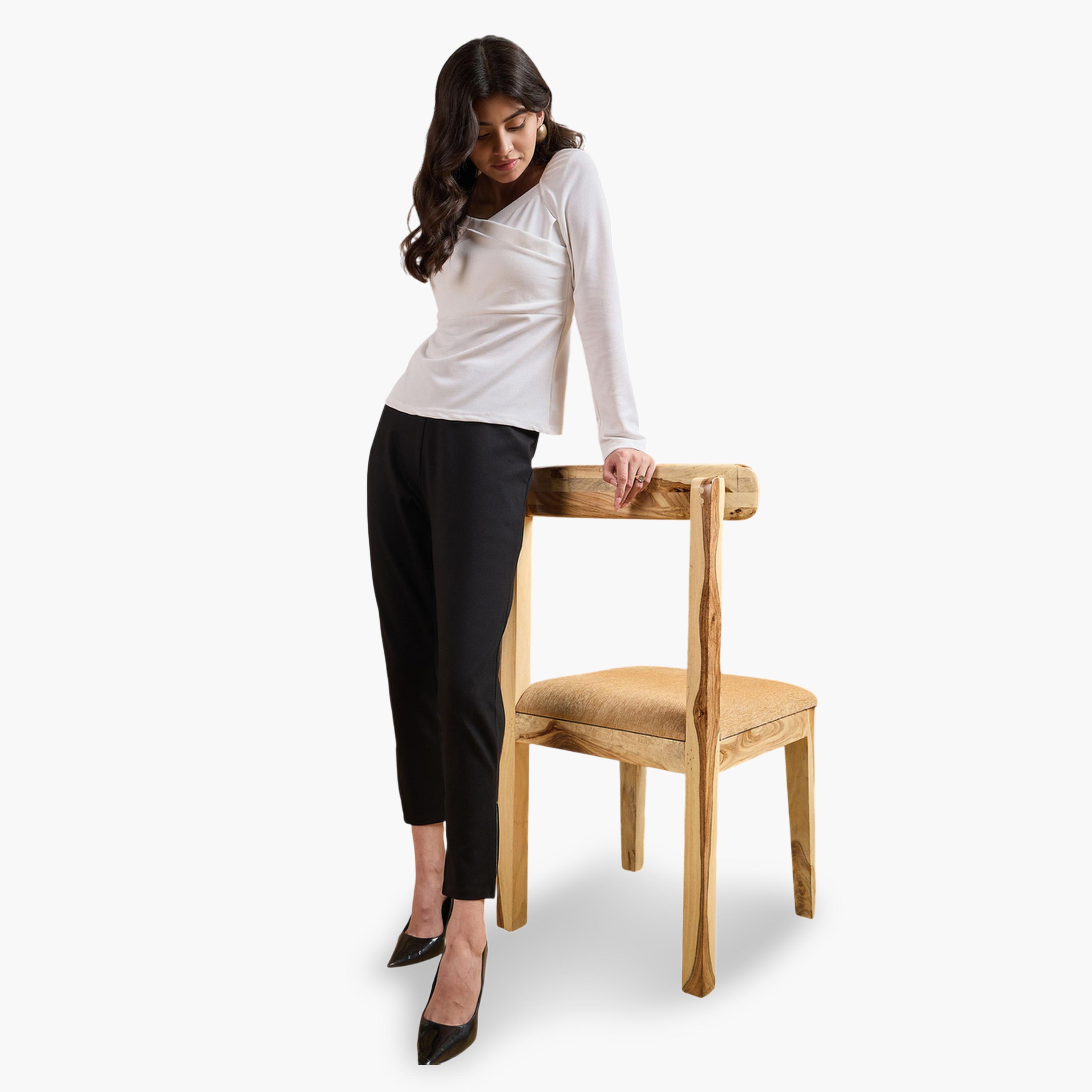 ساسافراس × ستايلي - بنطال جينز ضيق أسود اللون بحافة مزودة بسحاب-women-clothing-leggings-image-2
