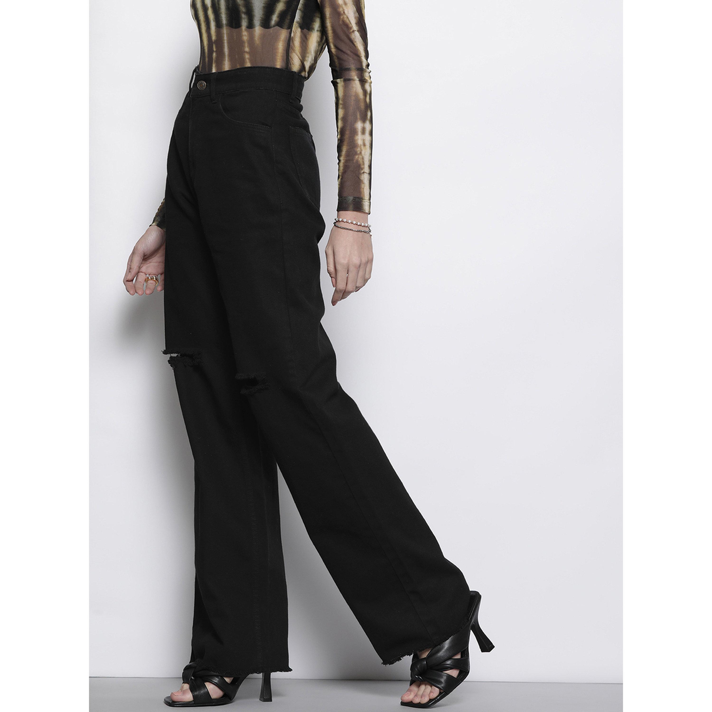 Sassafras X Styli Black High-Rise Slim Fit Distressed Jeans-women-clothing-jeans-image-1