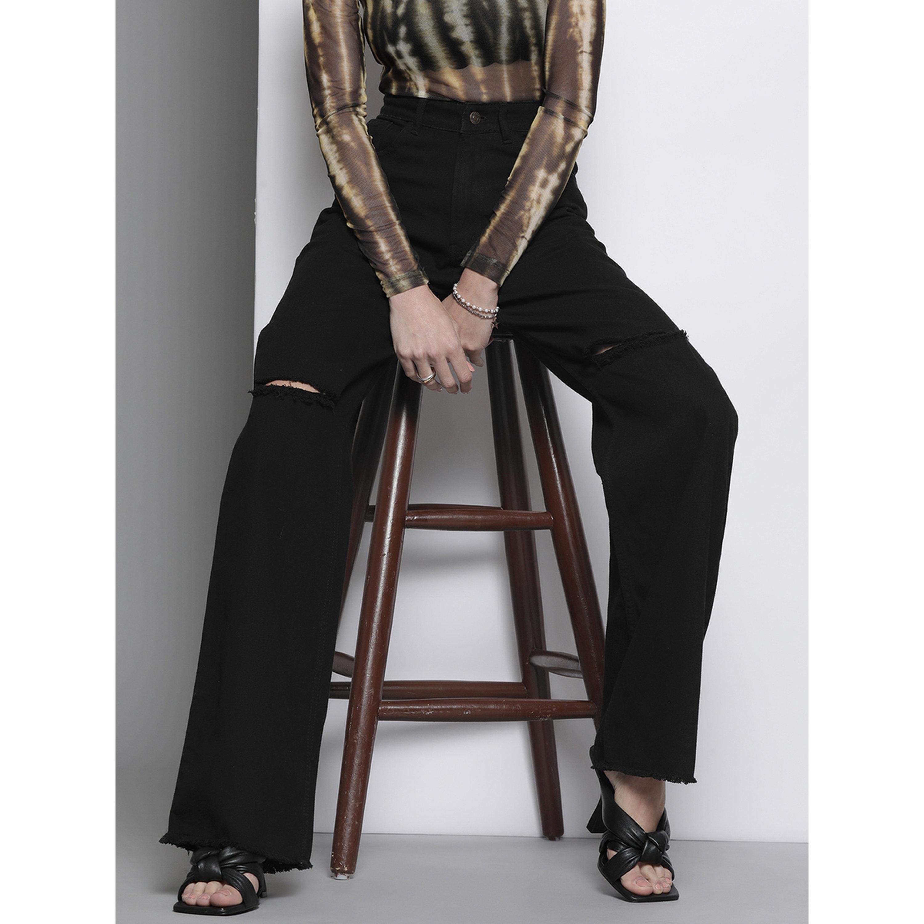 Sassafras X Styli Black High-Rise Slim Fit Distressed Jeans-women-clothing-jeans-image-4